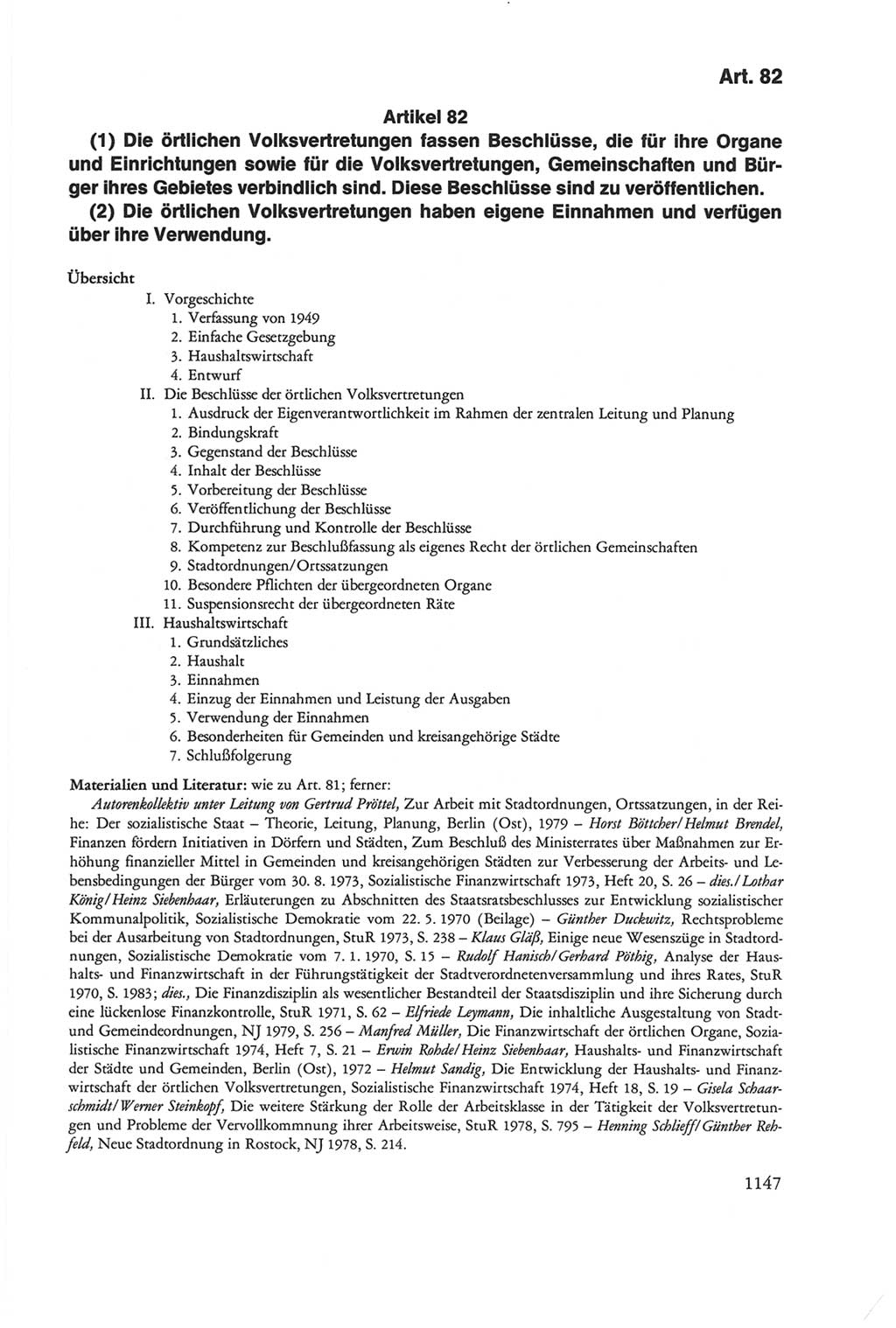 Die sozialistische Verfassung der Deutschen Demokratischen Republik (DDR), Kommentar 1982, Seite 1147 (Soz. Verf. DDR Komm. 1982, S. 1147)