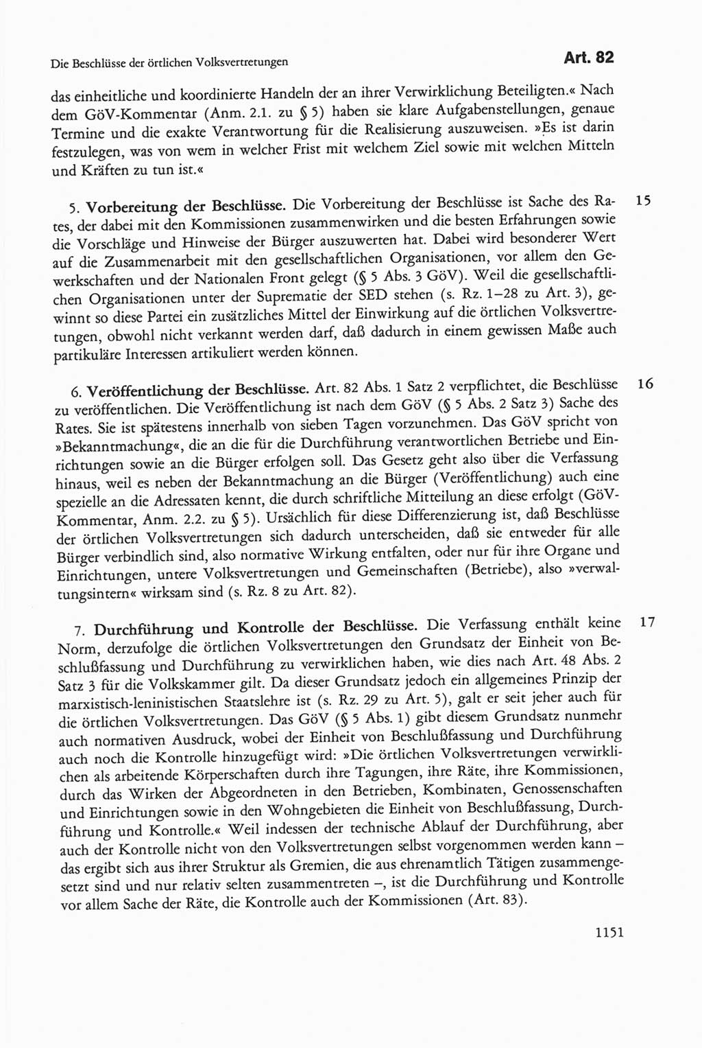 Die sozialistische Verfassung der Deutschen Demokratischen Republik (DDR), Kommentar 1982, Seite 1151 (Soz. Verf. DDR Komm. 1982, S. 1151)