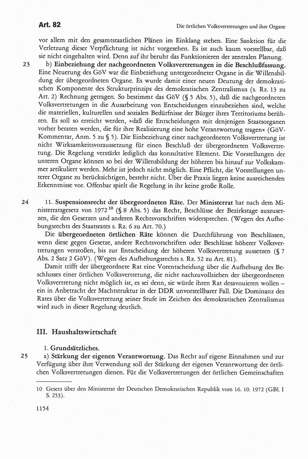 Die sozialistische Verfassung der Deutschen Demokratischen Republik (DDR), Kommentar 1982, Seite 1154 (Soz. Verf. DDR Komm. 1982, S. 1154)