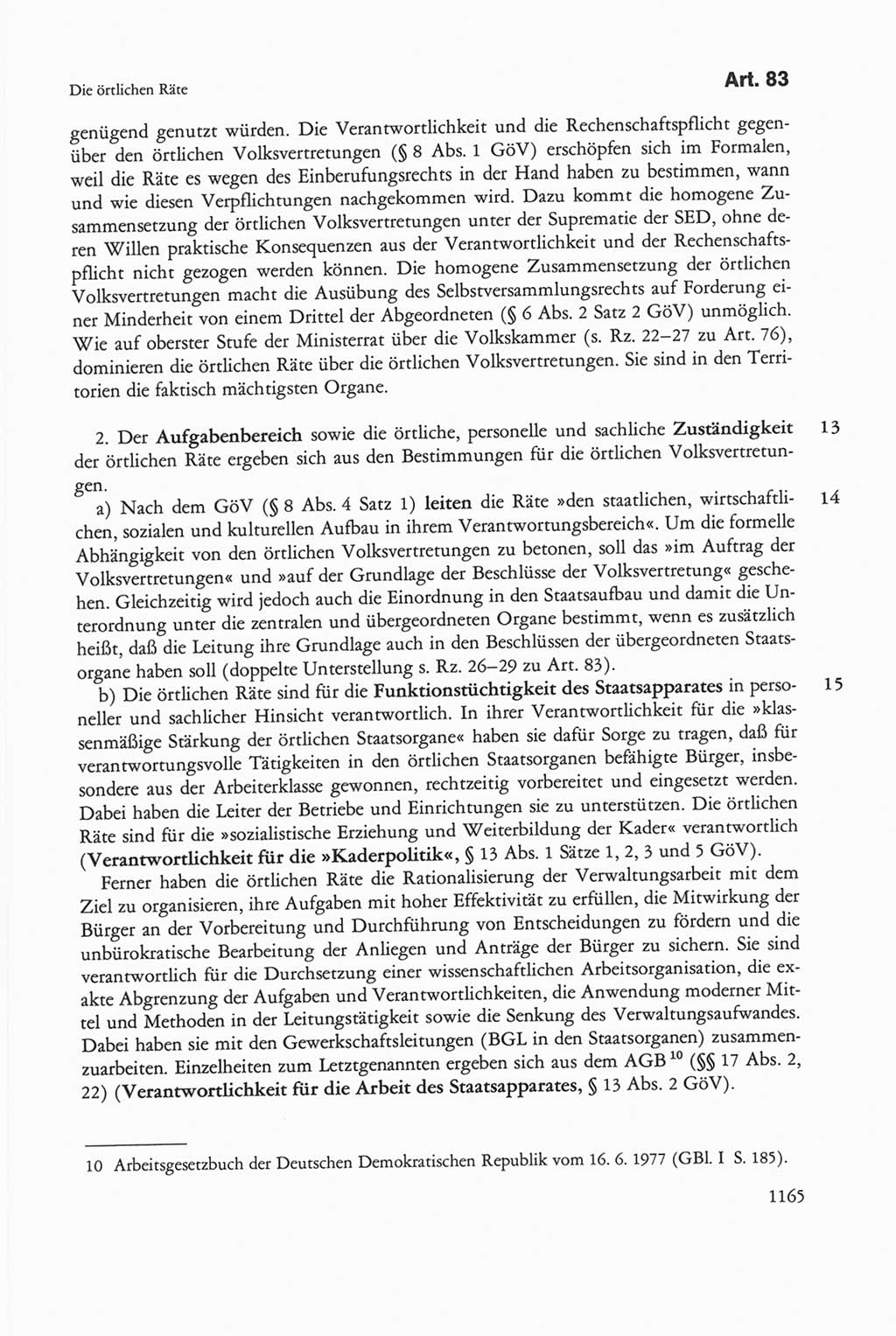 Die sozialistische Verfassung der Deutschen Demokratischen Republik (DDR), Kommentar 1982, Seite 1165 (Soz. Verf. DDR Komm. 1982, S. 1165)