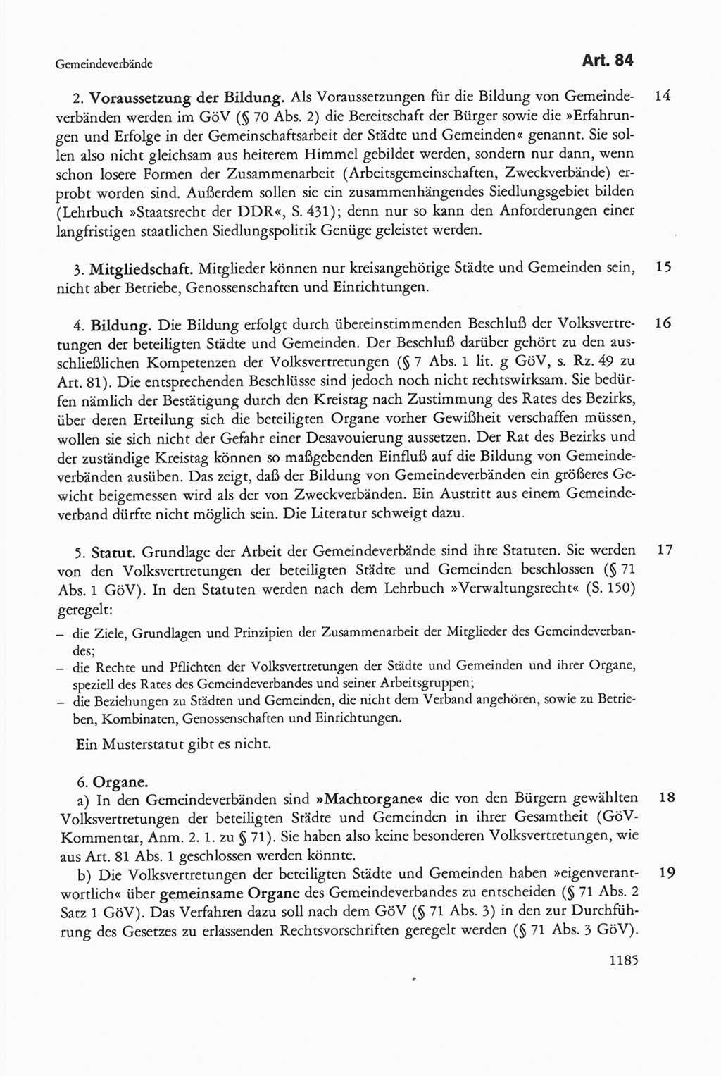 Die sozialistische Verfassung der Deutschen Demokratischen Republik (DDR), Kommentar 1982, Seite 1185 (Soz. Verf. DDR Komm. 1982, S. 1185)