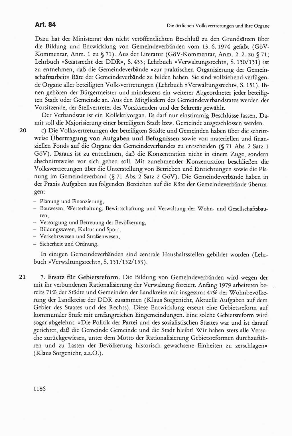 Die sozialistische Verfassung der Deutschen Demokratischen Republik (DDR), Kommentar 1982, Seite 1186 (Soz. Verf. DDR Komm. 1982, S. 1186)