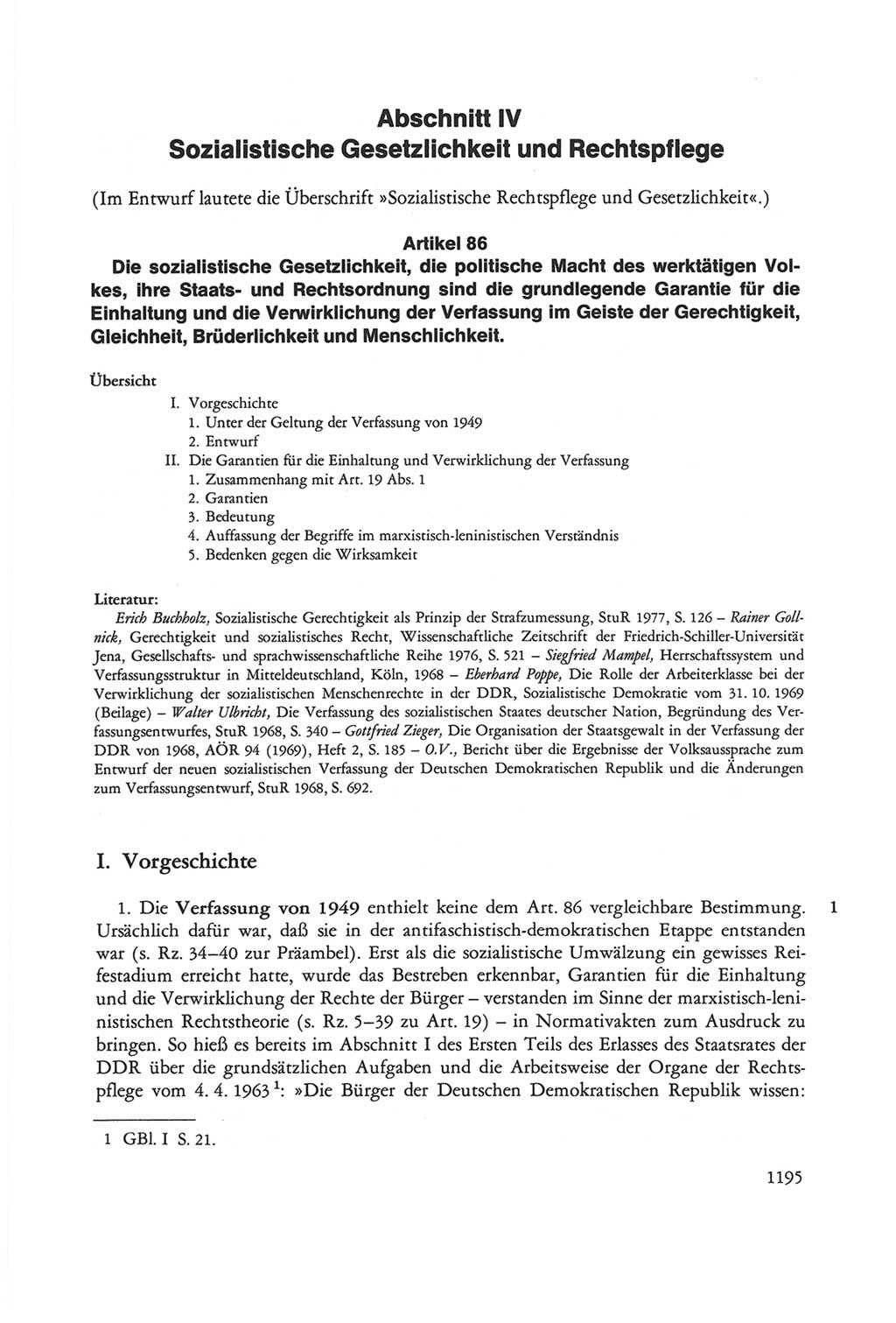 Die sozialistische Verfassung der Deutschen Demokratischen Republik (DDR), Kommentar 1982, Seite 1195 (Soz. Verf. DDR Komm. 1982, S. 1195)