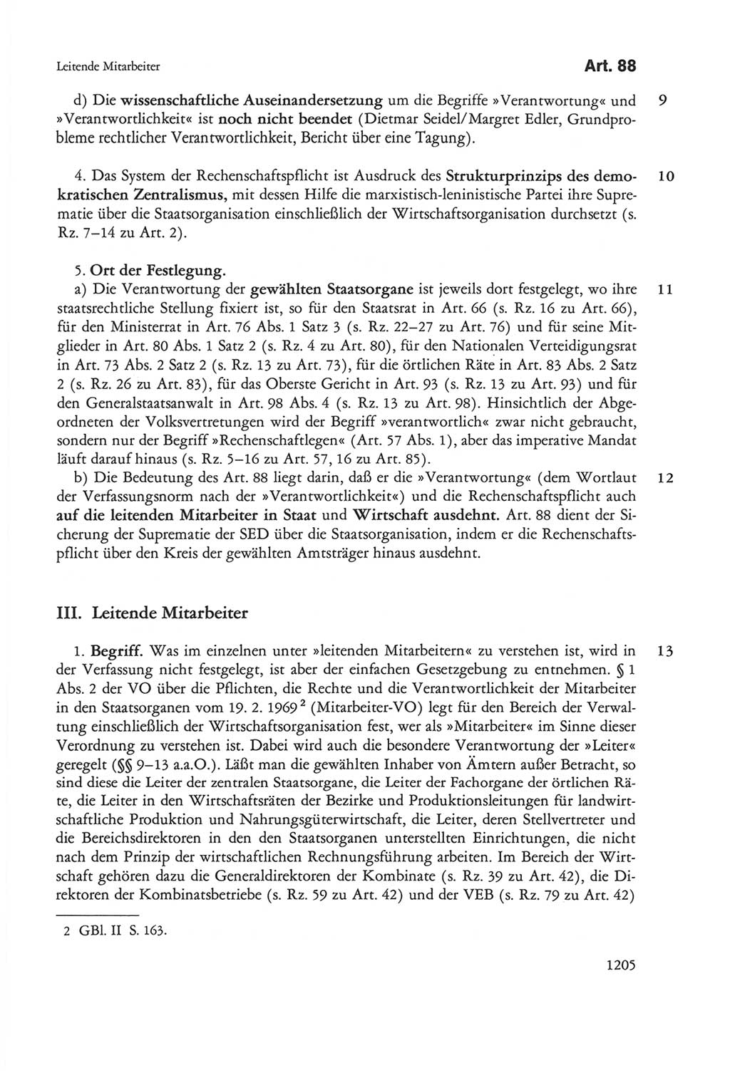 Die sozialistische Verfassung der Deutschen Demokratischen Republik (DDR), Kommentar 1982, Seite 1205 (Soz. Verf. DDR Komm. 1982, S. 1205)
