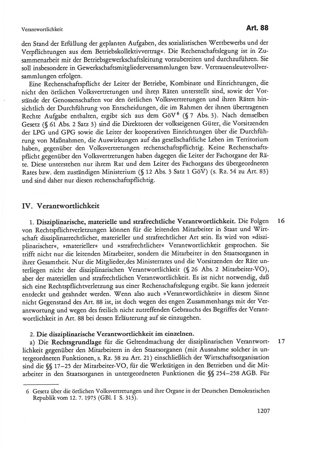 Die sozialistische Verfassung der Deutschen Demokratischen Republik (DDR), Kommentar 1982, Seite 1207 (Soz. Verf. DDR Komm. 1982, S. 1207)