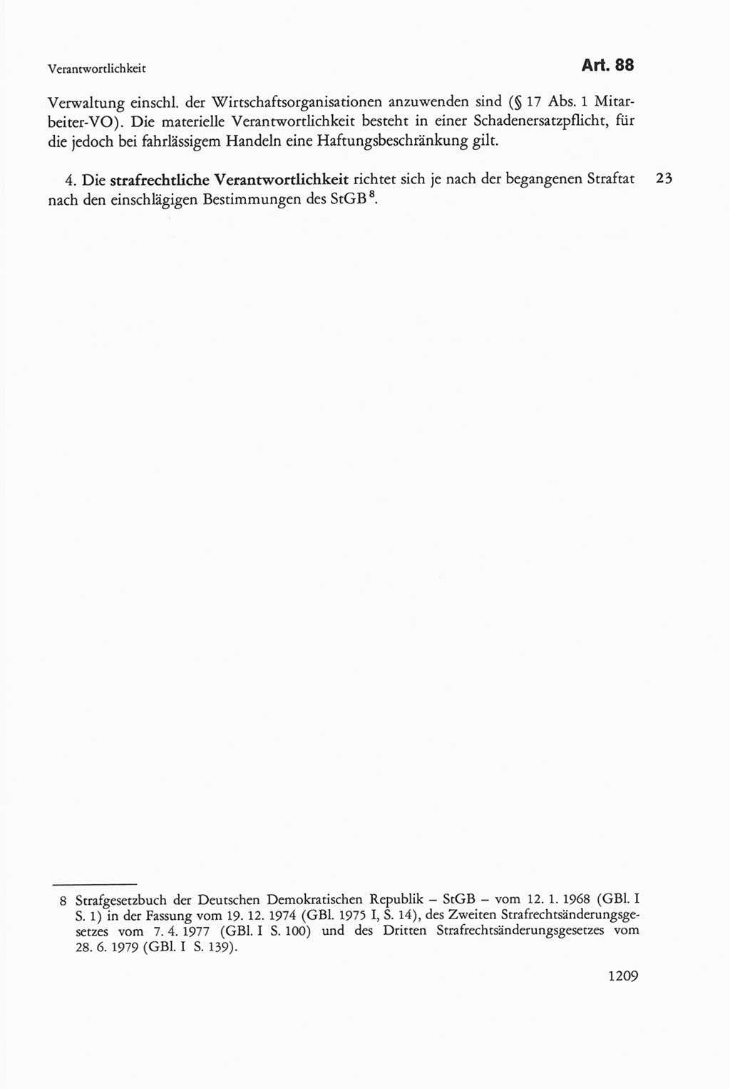 Die sozialistische Verfassung der Deutschen Demokratischen Republik (DDR), Kommentar 1982, Seite 1209 (Soz. Verf. DDR Komm. 1982, S. 1209)