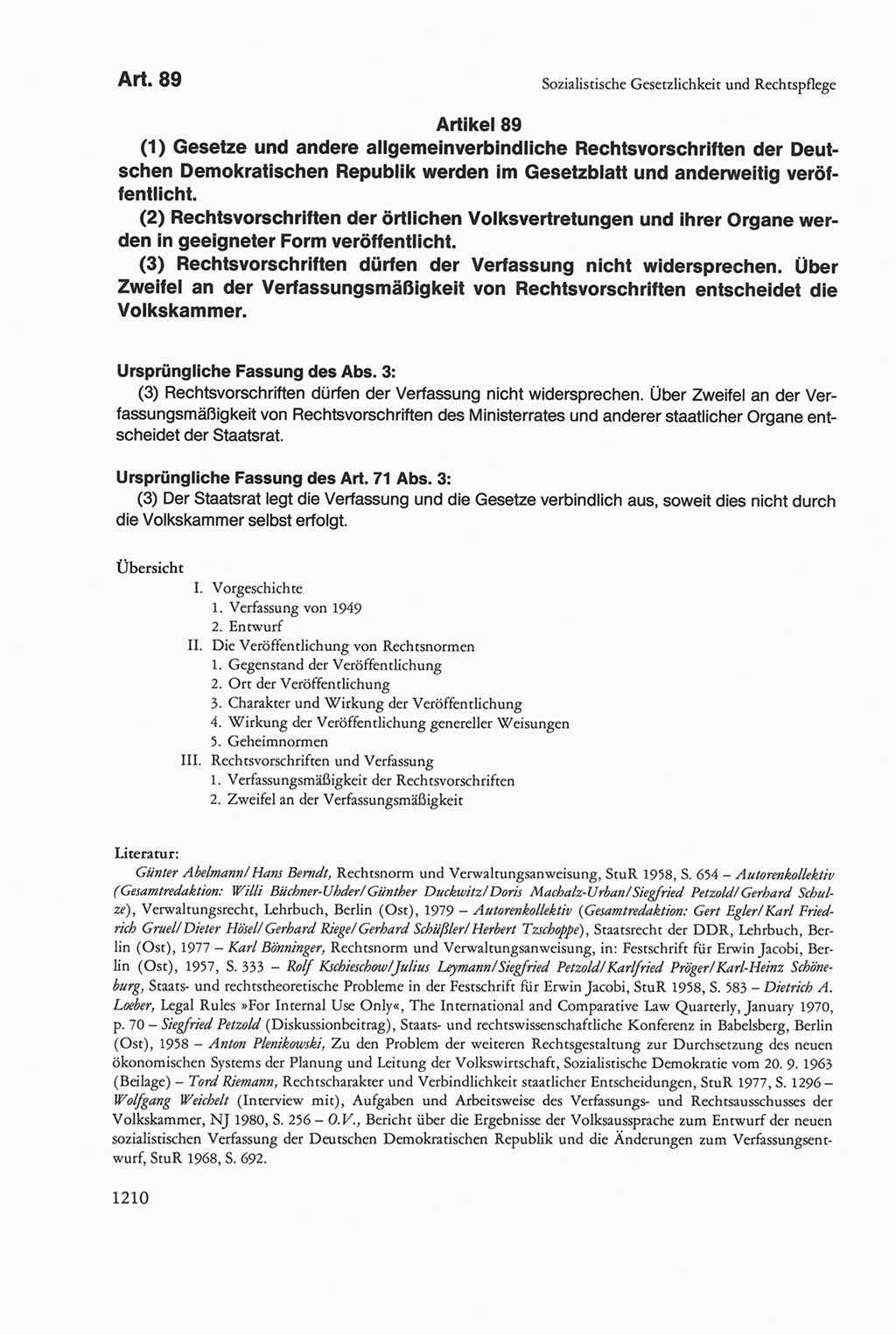 Die sozialistische Verfassung der Deutschen Demokratischen Republik (DDR), Kommentar 1982, Seite 1210 (Soz. Verf. DDR Komm. 1982, S. 1210)