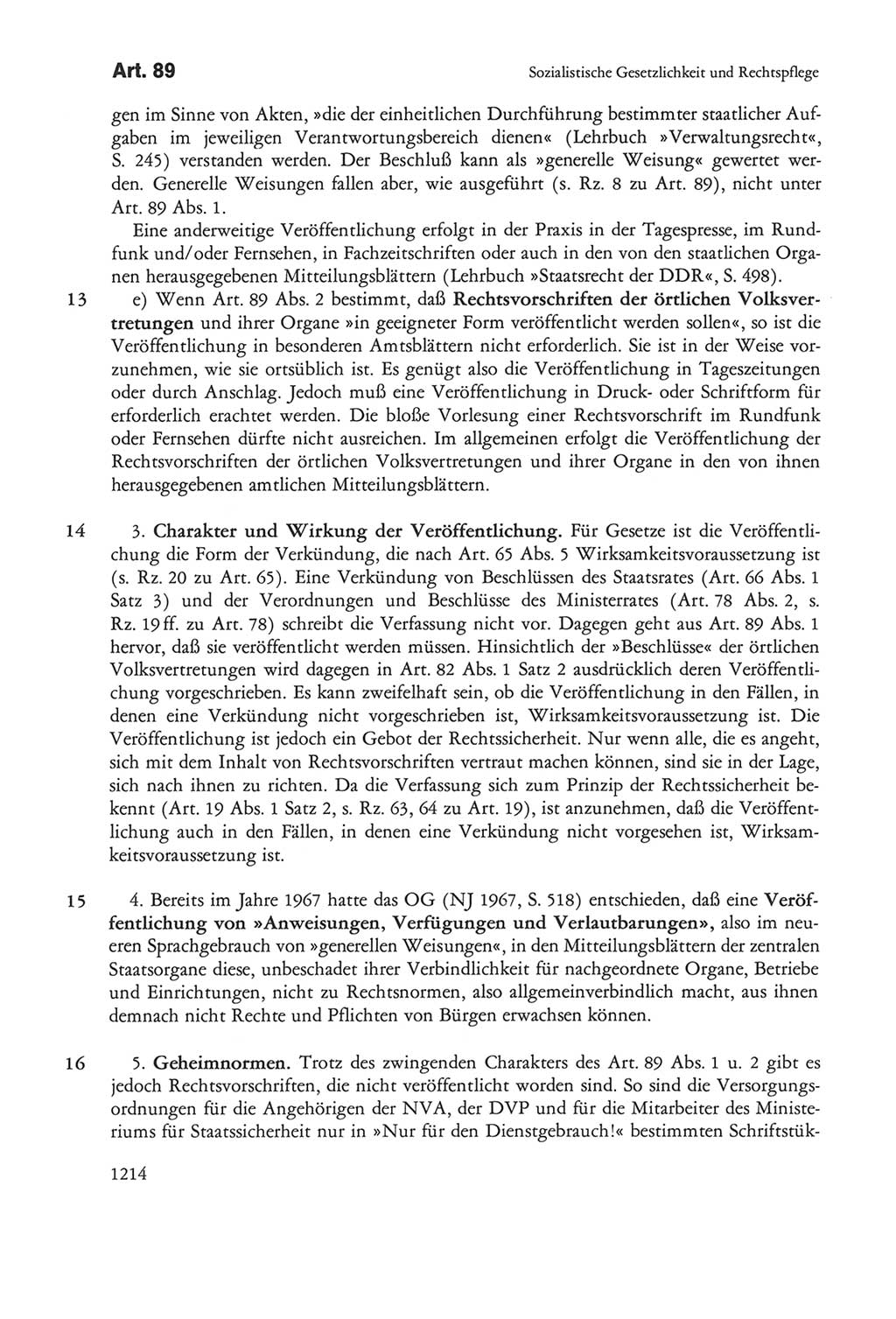 Die sozialistische Verfassung der Deutschen Demokratischen Republik (DDR), Kommentar 1982, Seite 1214 (Soz. Verf. DDR Komm. 1982, S. 1214)