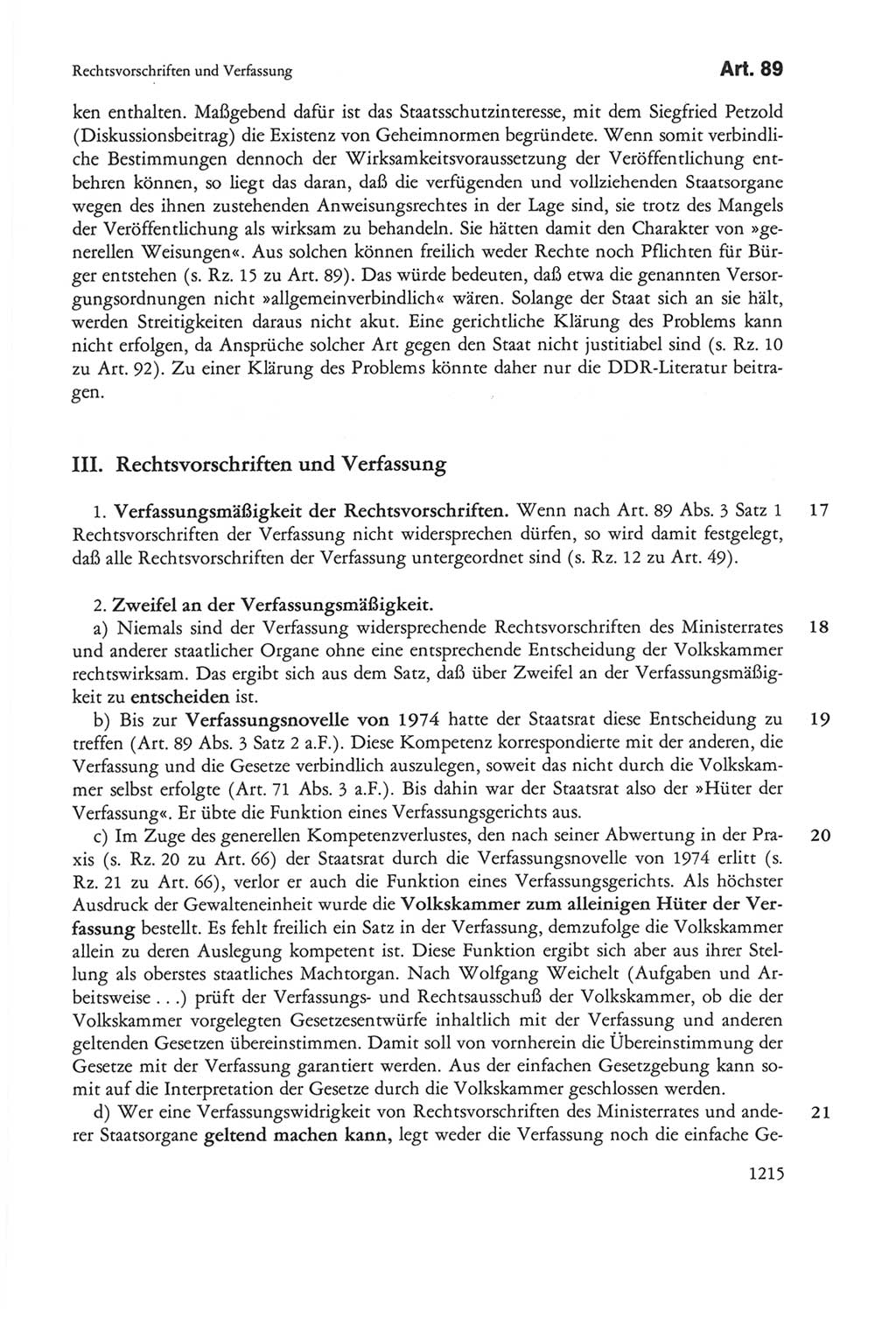 Die sozialistische Verfassung der Deutschen Demokratischen Republik (DDR), Kommentar 1982, Seite 1215 (Soz. Verf. DDR Komm. 1982, S. 1215)