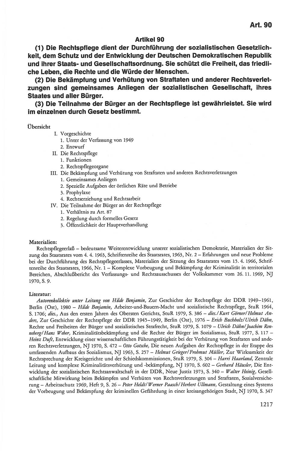 Die sozialistische Verfassung der Deutschen Demokratischen Republik (DDR), Kommentar 1982, Seite 1217 (Soz. Verf. DDR Komm. 1982, S. 1217)