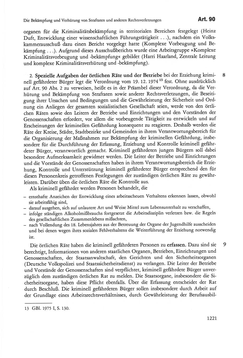 Die sozialistische Verfassung der Deutschen Demokratischen Republik (DDR), Kommentar 1982, Seite 1221 (Soz. Verf. DDR Komm. 1982, S. 1221)