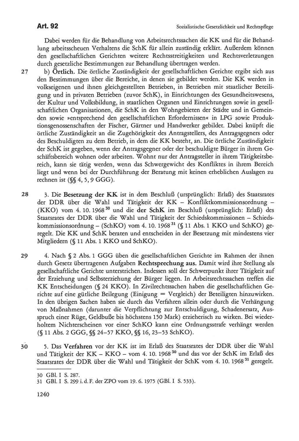 Die sozialistische Verfassung der Deutschen Demokratischen Republik (DDR), Kommentar 1982, Seite 1240 (Soz. Verf. DDR Komm. 1982, S. 1240)