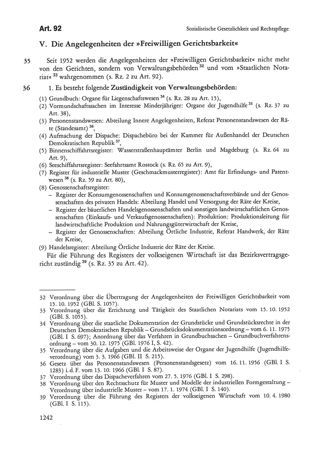 Die sozialistische Verfassung der Deutschen Demokratischen Republik (DDR), Kommentar 1982, Seite 1242 (Soz. Verf. DDR Komm. 1982, S. 1242)