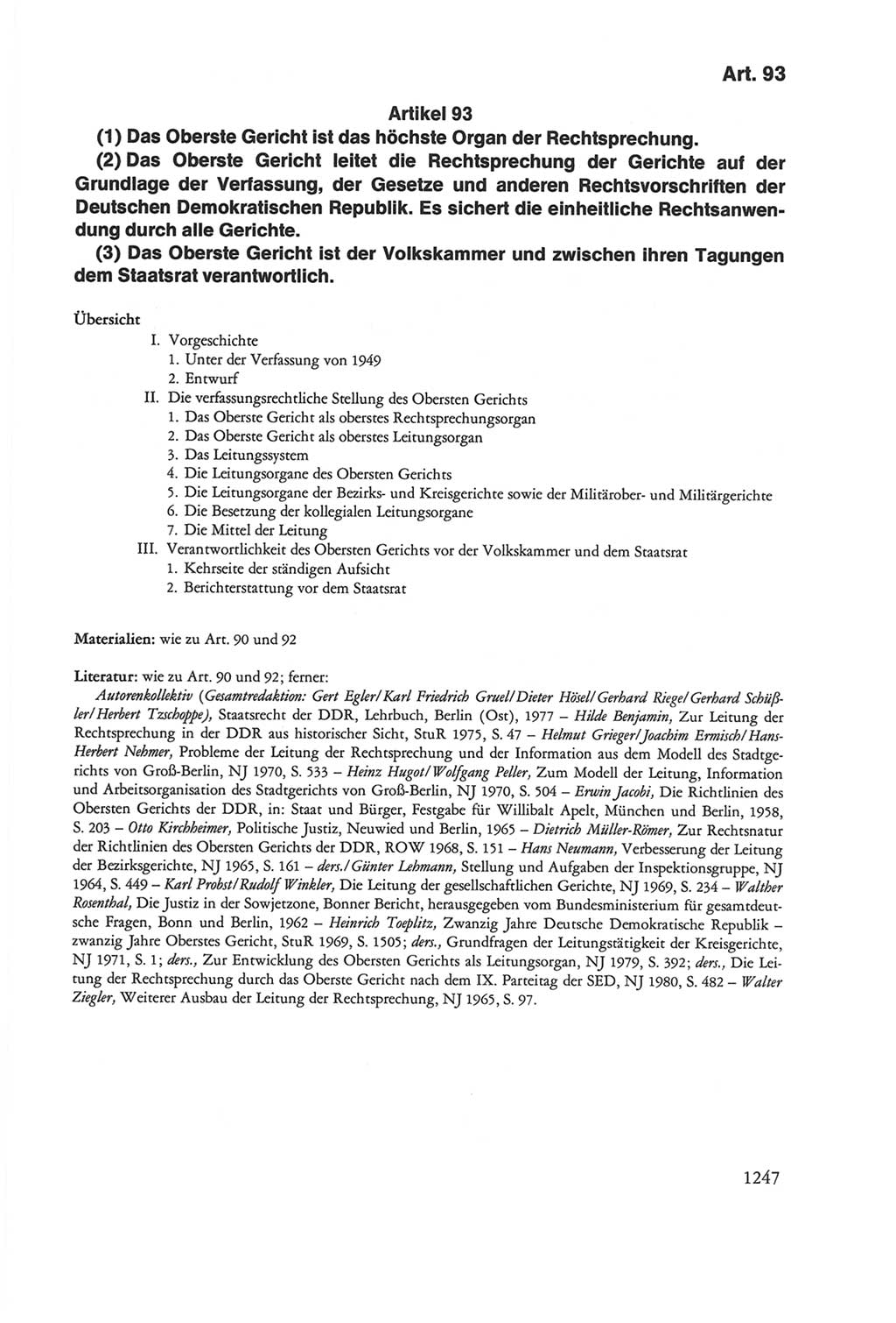 Die sozialistische Verfassung der Deutschen Demokratischen Republik (DDR), Kommentar 1982, Seite 1247 (Soz. Verf. DDR Komm. 1982, S. 1247)