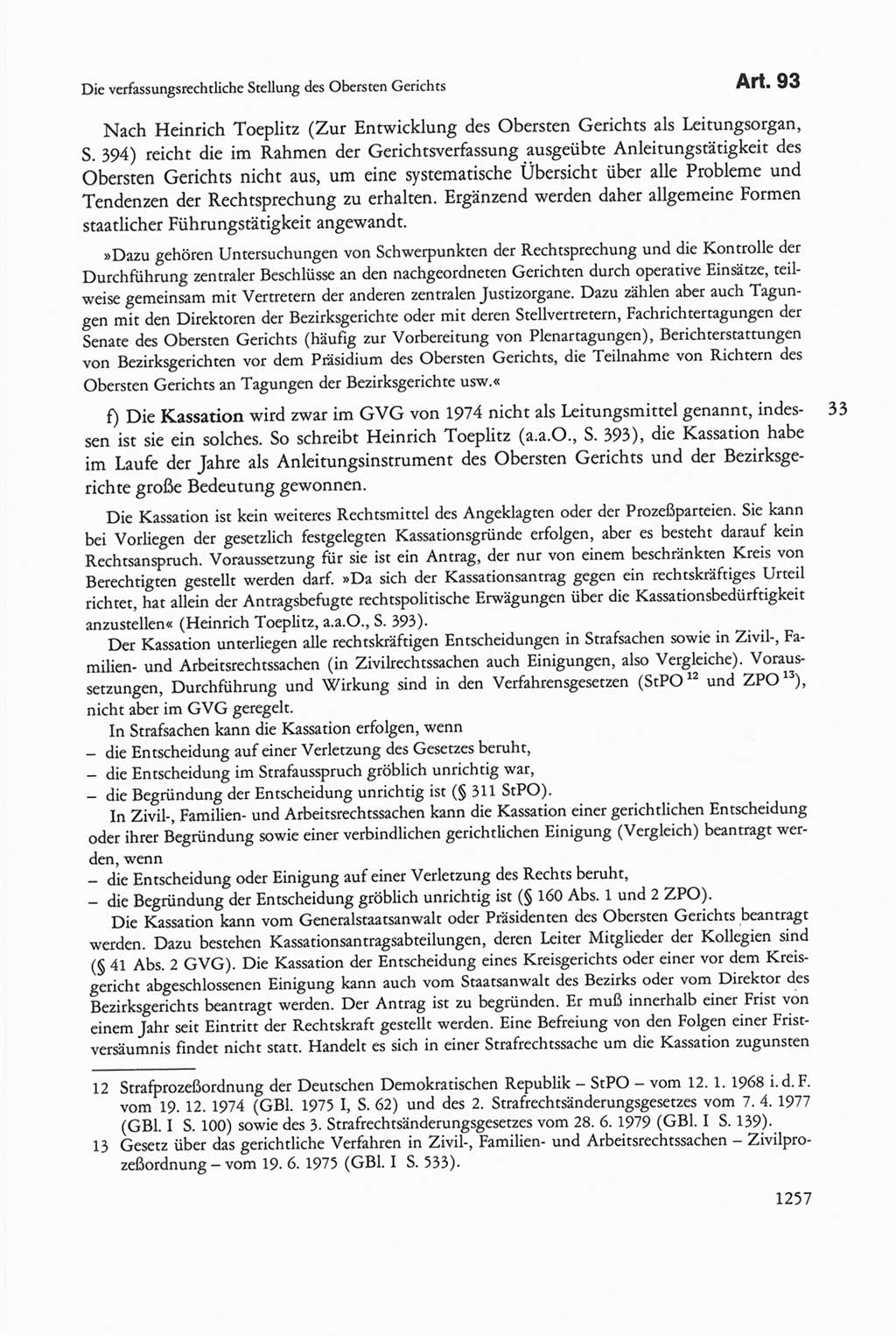 Die sozialistische Verfassung der Deutschen Demokratischen Republik (DDR), Kommentar 1982, Seite 1257 (Soz. Verf. DDR Komm. 1982, S. 1257)