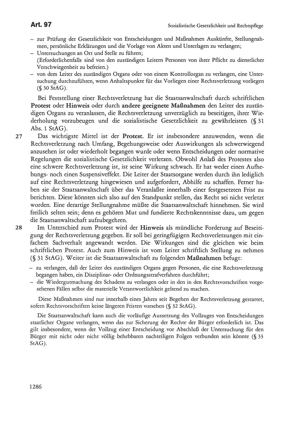 Die sozialistische Verfassung der Deutschen Demokratischen Republik (DDR), Kommentar 1982, Seite 1286 (Soz. Verf. DDR Komm. 1982, S. 1286)