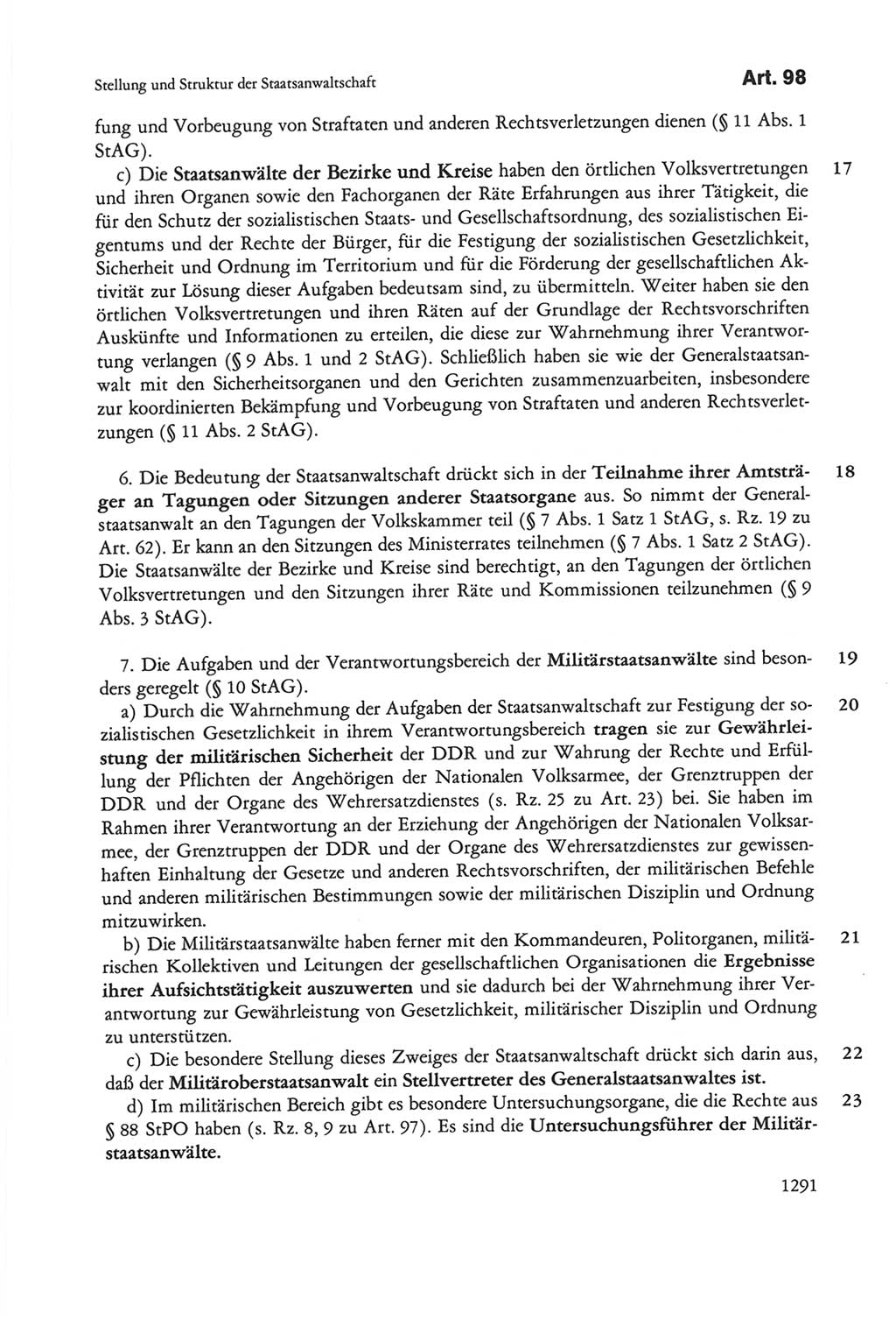 Die sozialistische Verfassung der Deutschen Demokratischen Republik (DDR), Kommentar 1982, Seite 1291 (Soz. Verf. DDR Komm. 1982, S. 1291)