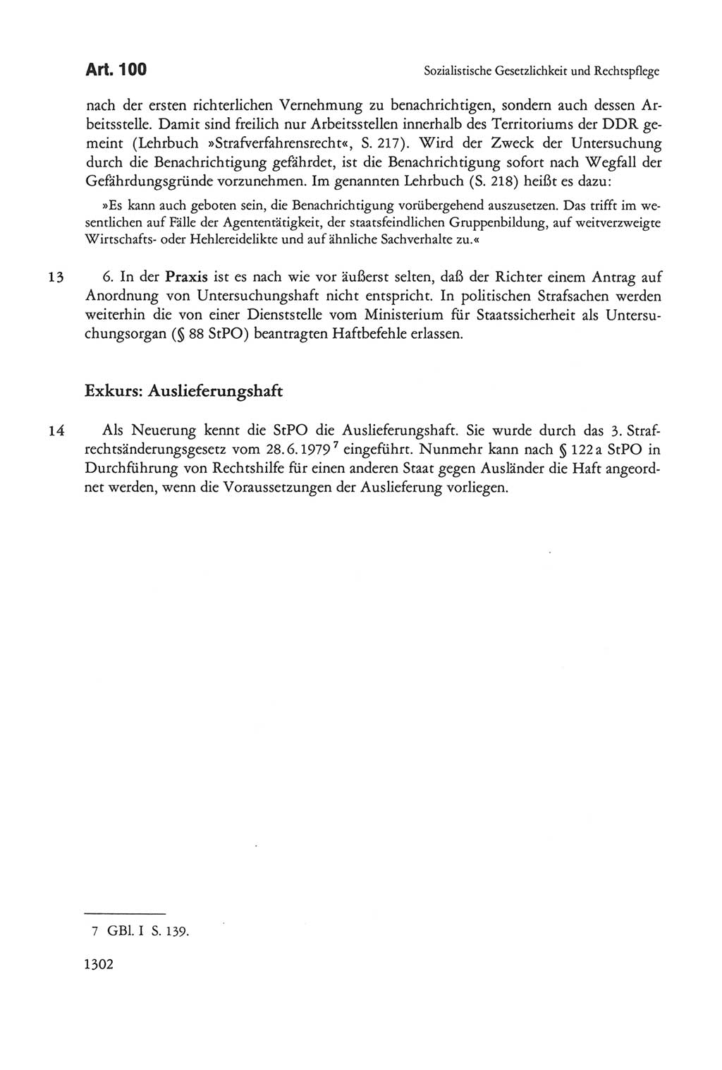 Die sozialistische Verfassung der Deutschen Demokratischen Republik (DDR), Kommentar 1982, Seite 1302 (Soz. Verf. DDR Komm. 1982, S. 1302)