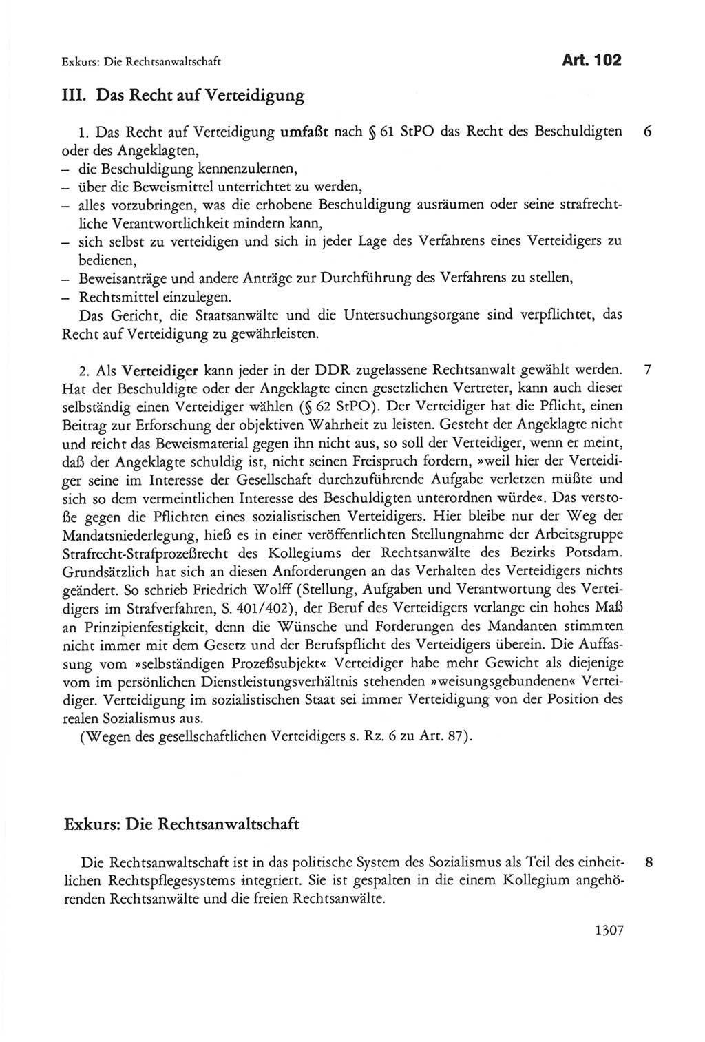 Die sozialistische Verfassung der Deutschen Demokratischen Republik (DDR), Kommentar 1982, Seite 1307 (Soz. Verf. DDR Komm. 1982, S. 1307)
