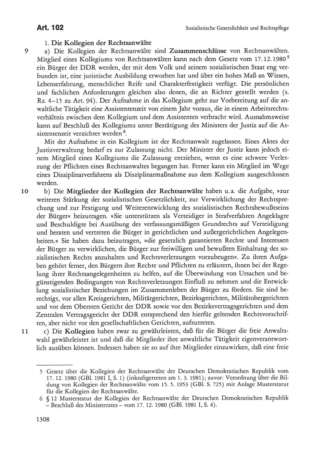 Die sozialistische Verfassung der Deutschen Demokratischen Republik (DDR), Kommentar 1982, Seite 1308 (Soz. Verf. DDR Komm. 1982, S. 1308)