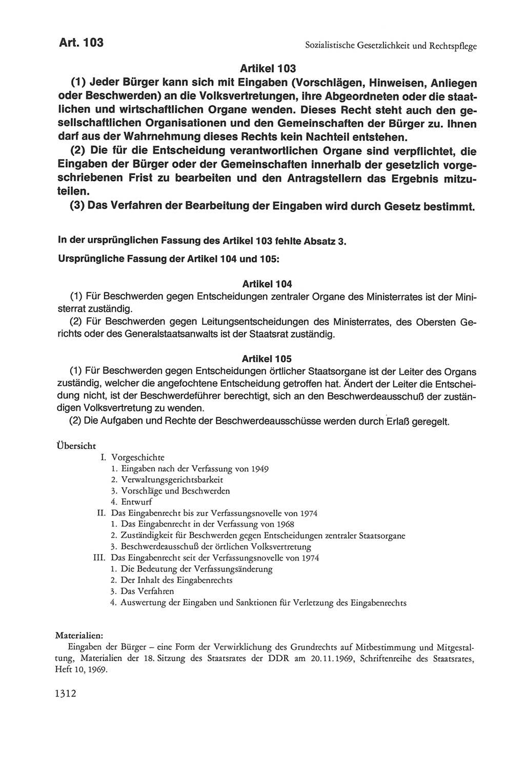 Die sozialistische Verfassung der Deutschen Demokratischen Republik (DDR), Kommentar 1982, Seite 1312 (Soz. Verf. DDR Komm. 1982, S. 1312)