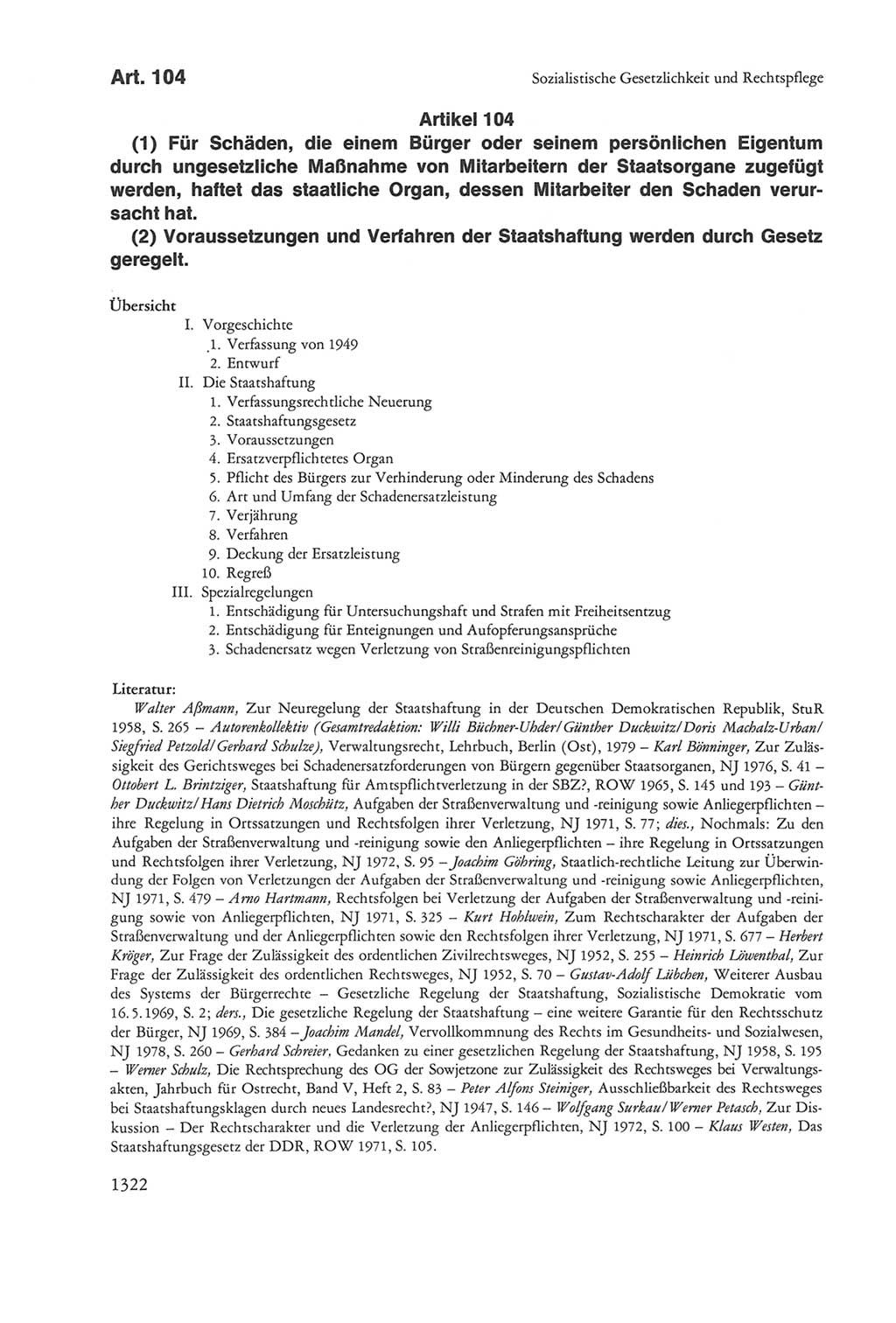 Die sozialistische Verfassung der Deutschen Demokratischen Republik (DDR), Kommentar 1982, Seite 1322 (Soz. Verf. DDR Komm. 1982, S. 1322)