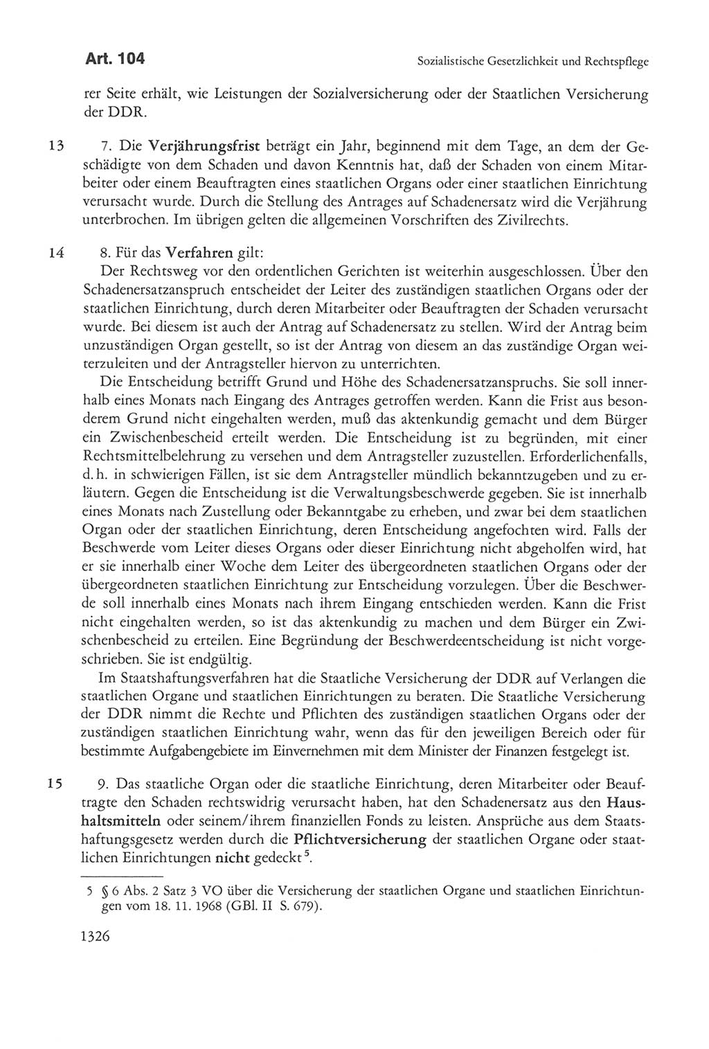 Die sozialistische Verfassung der Deutschen Demokratischen Republik (DDR), Kommentar 1982, Seite 1326 (Soz. Verf. DDR Komm. 1982, S. 1326)