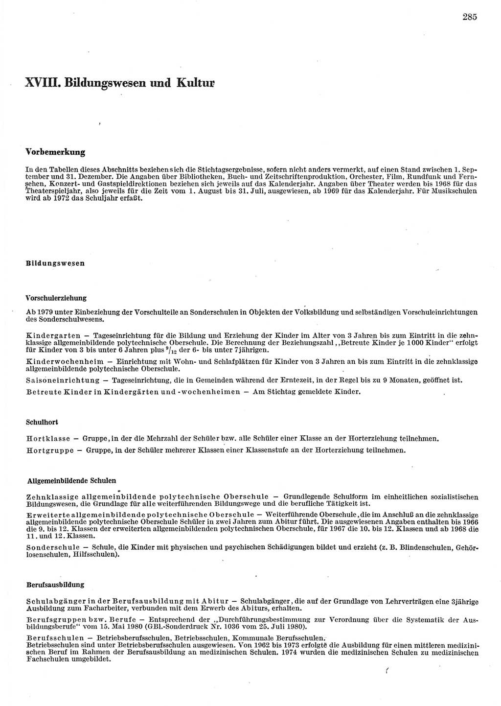 Statistisches Jahrbuch der Deutschen Demokratischen Republik (DDR) 1982, Seite 285 (Stat. Jb. DDR 1982, S. 285)