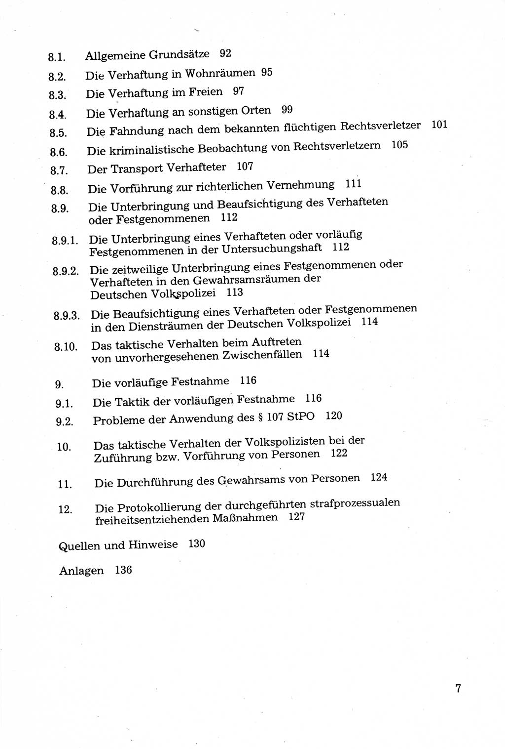 Strafprozessuale und taktisch-methodische Grundfragen der Freiheitsentziehung im Ermittlungsverfahren [Deutsche Demokratische Republik (DDR)] 1982, Seite 7 (Strafproz. Grundfr. EV DDR 1982, S. 7)