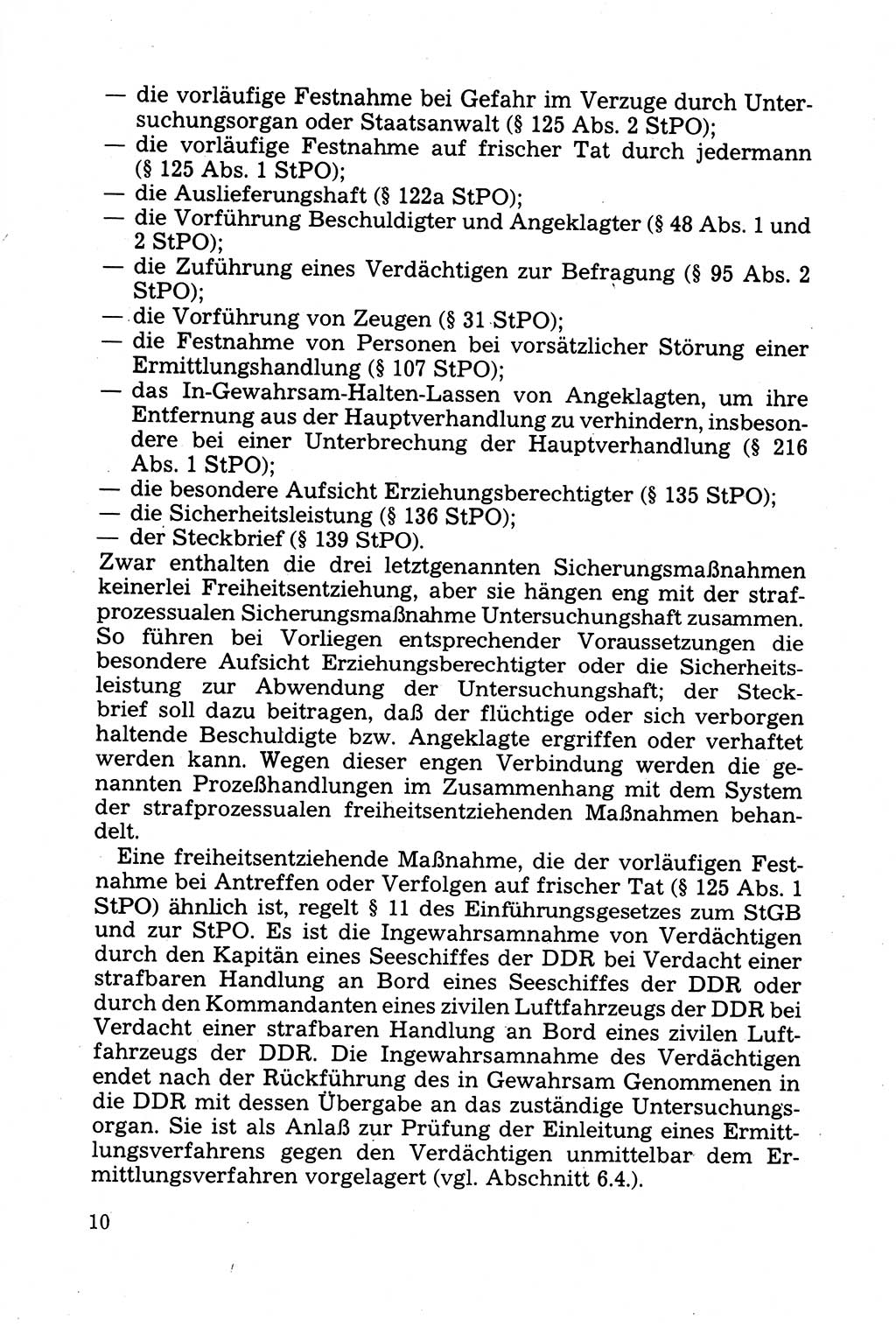 Strafprozessuale und taktisch-methodische Grundfragen der Freiheitsentziehung im Ermittlungsverfahren [Deutsche Demokratische Republik (DDR)] 1982, Seite 10 (Strafproz. Grundfr. EV DDR 1982, S. 10)