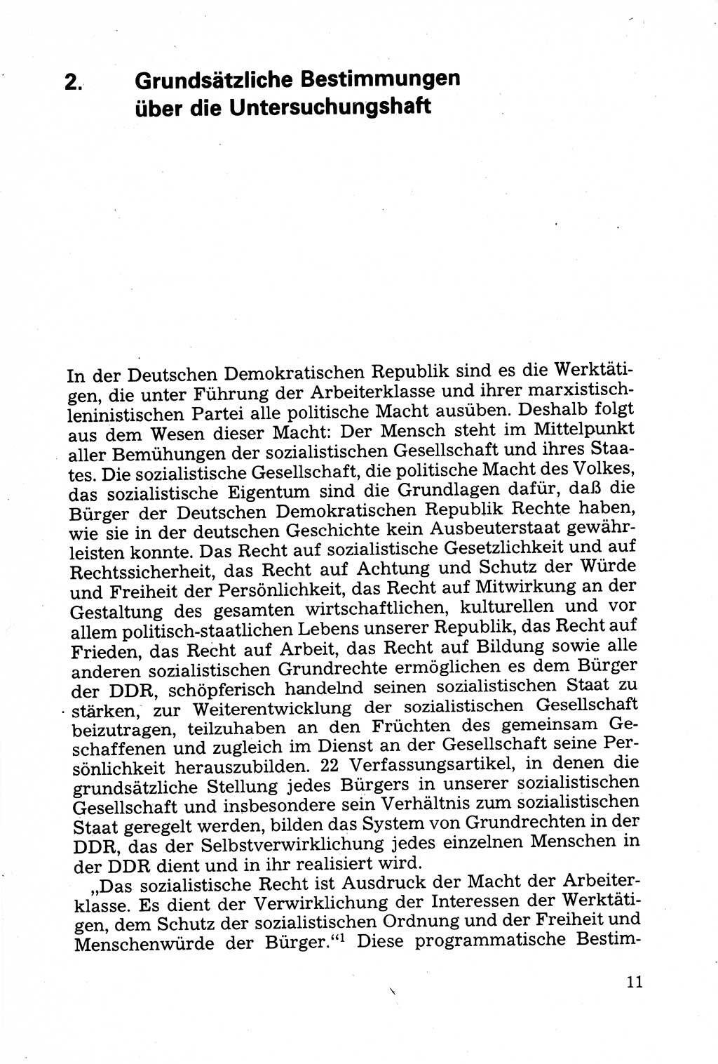 Strafprozessuale und taktisch-methodische Grundfragen der Freiheitsentziehung im Ermittlungsverfahren [Deutsche Demokratische Republik (DDR)] 1982, Seite 11 (Strafproz. Grundfr. EV DDR 1982, S. 11)