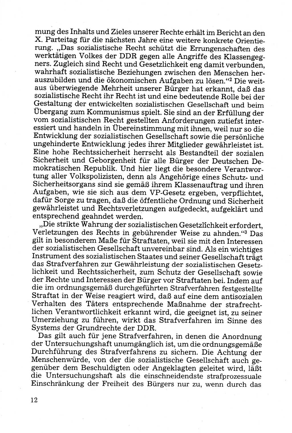 Strafprozessuale und taktisch-methodische Grundfragen der Freiheitsentziehung im Ermittlungsverfahren [Deutsche Demokratische Republik (DDR)] 1982, Seite 12 (Strafproz. Grundfr. EV DDR 1982, S. 12)