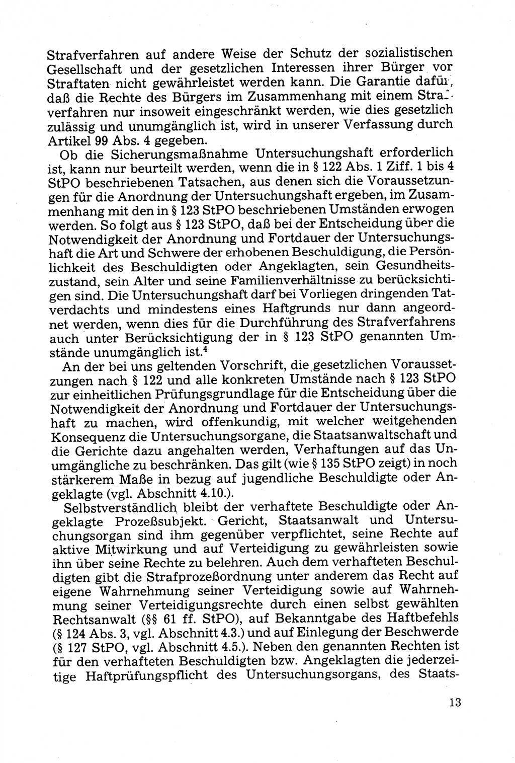 Strafprozessuale und taktisch-methodische Grundfragen der Freiheitsentziehung im Ermittlungsverfahren [Deutsche Demokratische Republik (DDR)] 1982, Seite 13 (Strafproz. Grundfr. EV DDR 1982, S. 13)