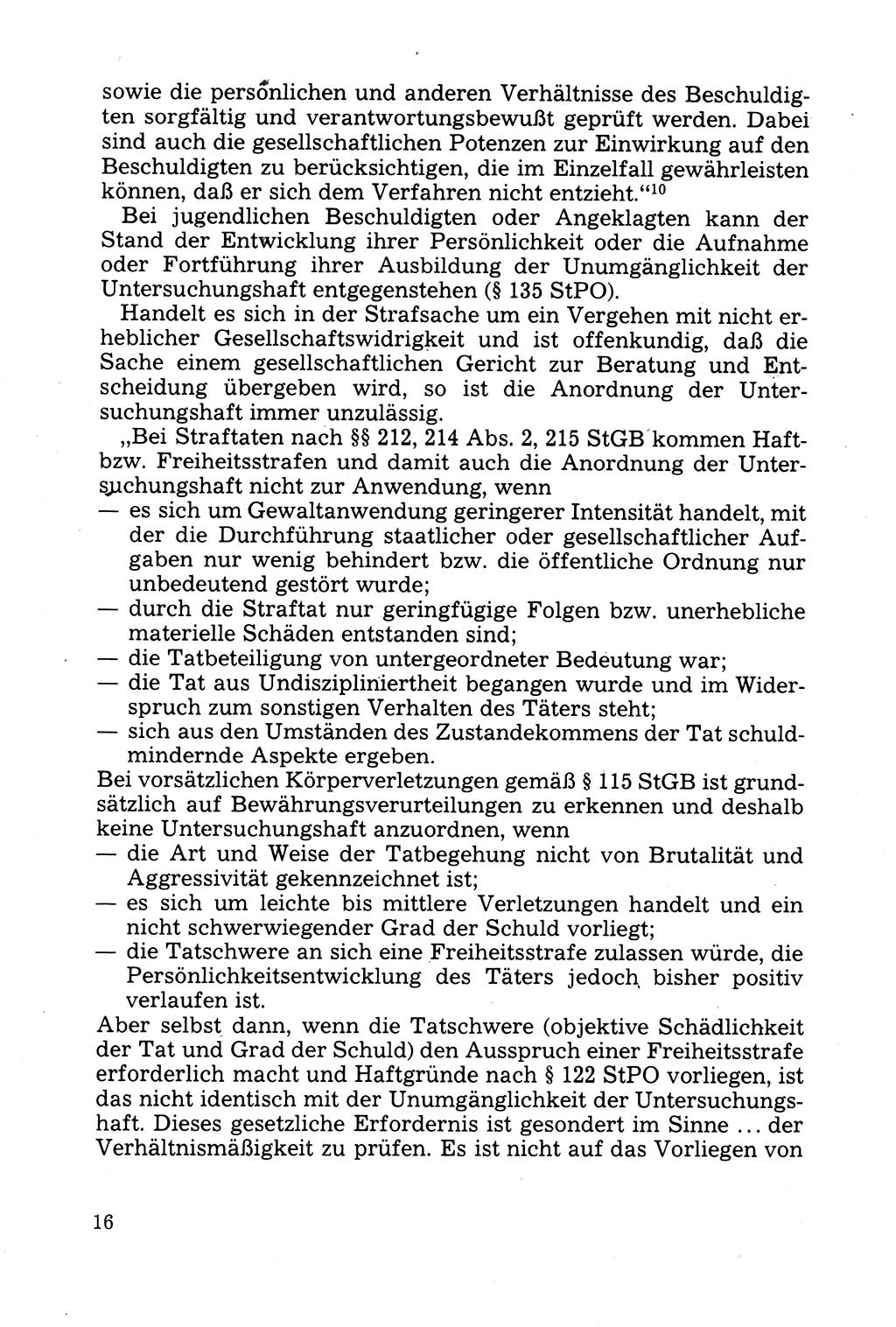 Strafprozessuale und taktisch-methodische Grundfragen der Freiheitsentziehung im Ermittlungsverfahren [Deutsche Demokratische Republik (DDR)] 1982, Seite 16 (Strafproz. Grundfr. EV DDR 1982, S. 16)