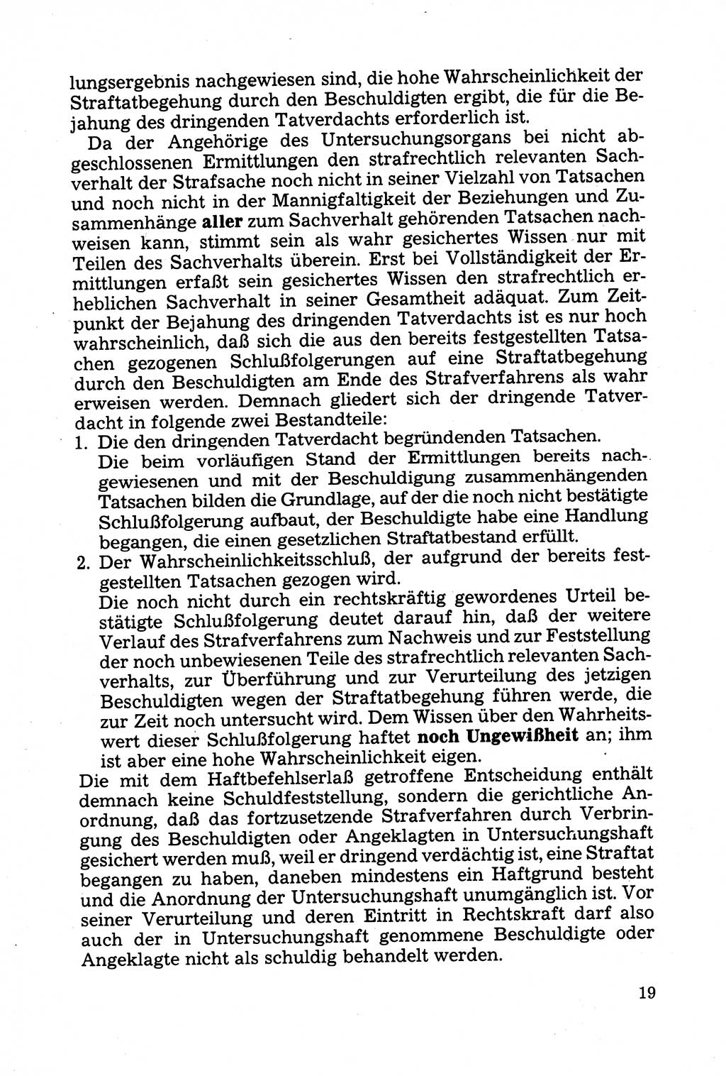 Strafprozessuale und taktisch-methodische Grundfragen der Freiheitsentziehung im Ermittlungsverfahren [Deutsche Demokratische Republik (DDR)] 1982, Seite 19 (Strafproz. Grundfr. EV DDR 1982, S. 19)