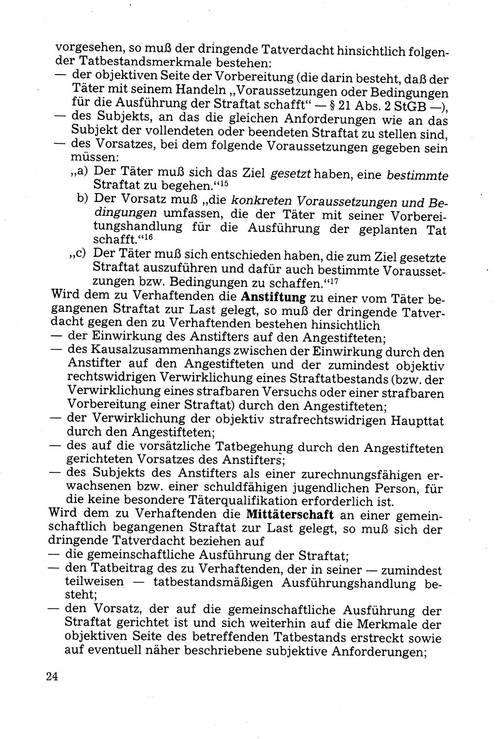 Strafprozessuale und taktisch-methodische Grundfragen der Freiheitsentziehung im Ermittlungsverfahren [Deutsche Demokratische Republik (DDR)] 1982, Seite 24 (Strafproz. Grundfr. EV DDR 1982, S. 24)