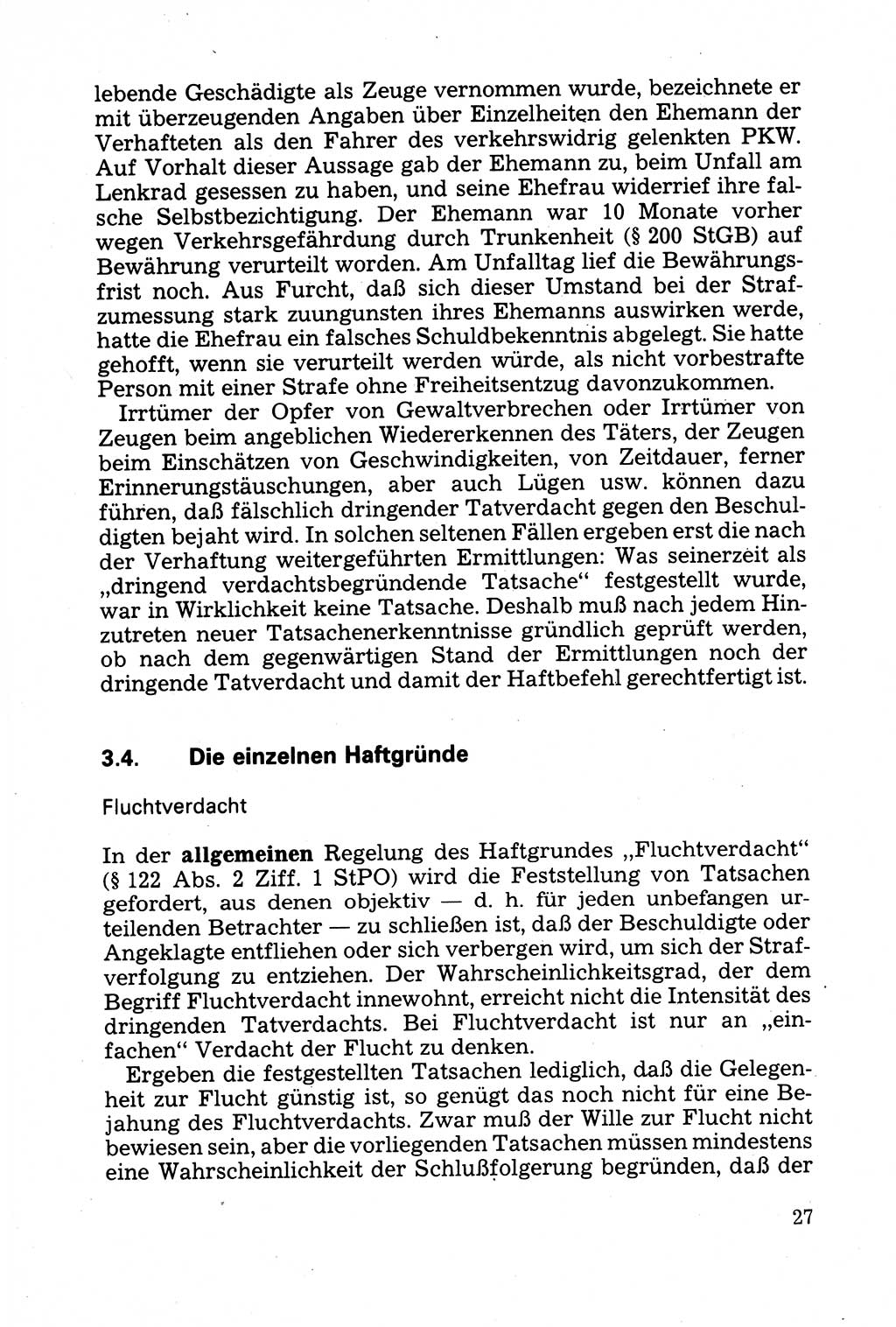 Strafprozessuale und taktisch-methodische Grundfragen der Freiheitsentziehung im Ermittlungsverfahren [Deutsche Demokratische Republik (DDR)] 1982, Seite 27 (Strafproz. Grundfr. EV DDR 1982, S. 27)