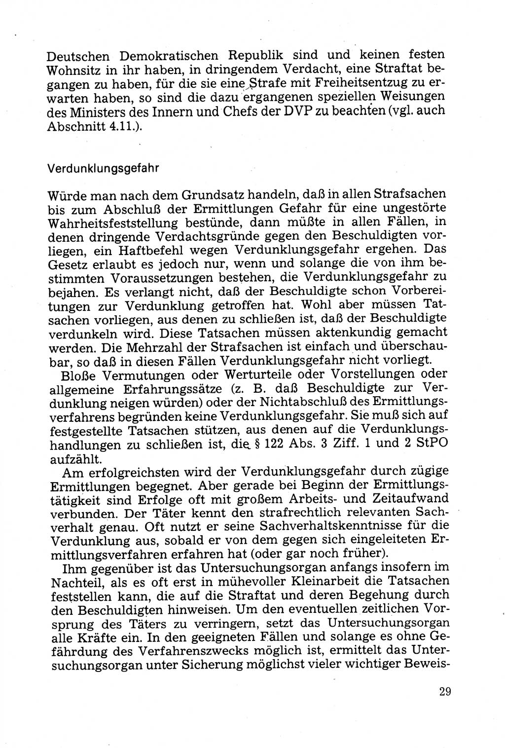 Strafprozessuale und taktisch-methodische Grundfragen der Freiheitsentziehung im Ermittlungsverfahren [Deutsche Demokratische Republik (DDR)] 1982, Seite 29 (Strafproz. Grundfr. EV DDR 1982, S. 29)