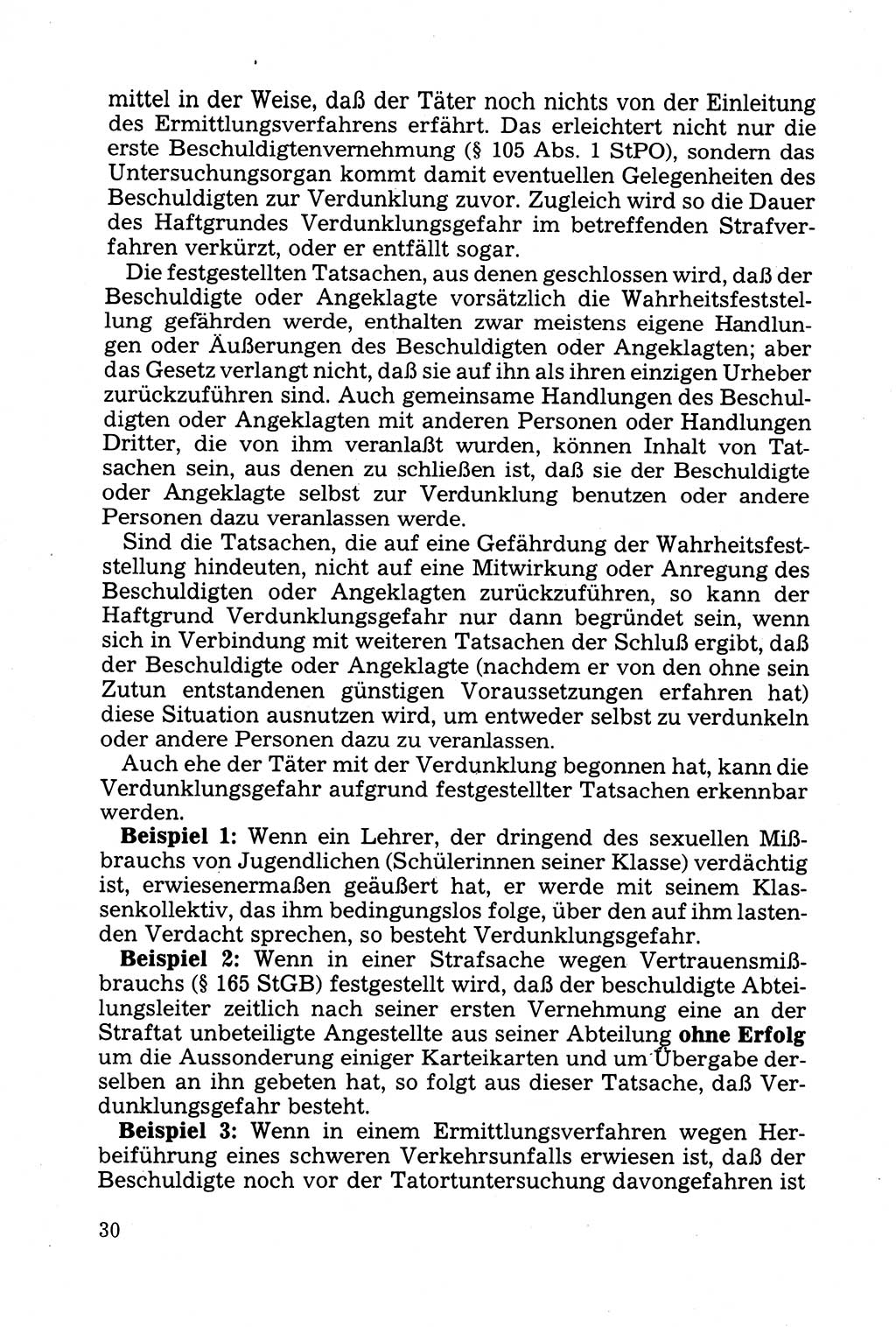 Strafprozessuale und taktisch-methodische Grundfragen der Freiheitsentziehung im Ermittlungsverfahren [Deutsche Demokratische Republik (DDR)] 1982, Seite 30 (Strafproz. Grundfr. EV DDR 1982, S. 30)