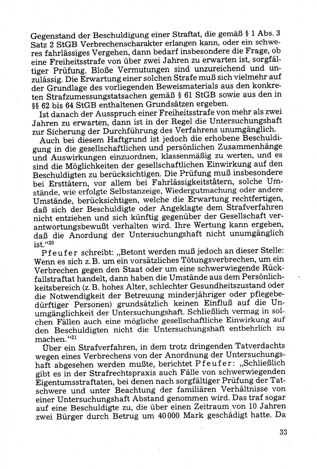 Strafprozessuale und taktisch-methodische Grundfragen der Freiheitsentziehung im Ermittlungsverfahren [Deutsche Demokratische Republik (DDR)] 1982, Seite 33 (Strafproz. Grundfr. EV DDR 1982, S. 33)