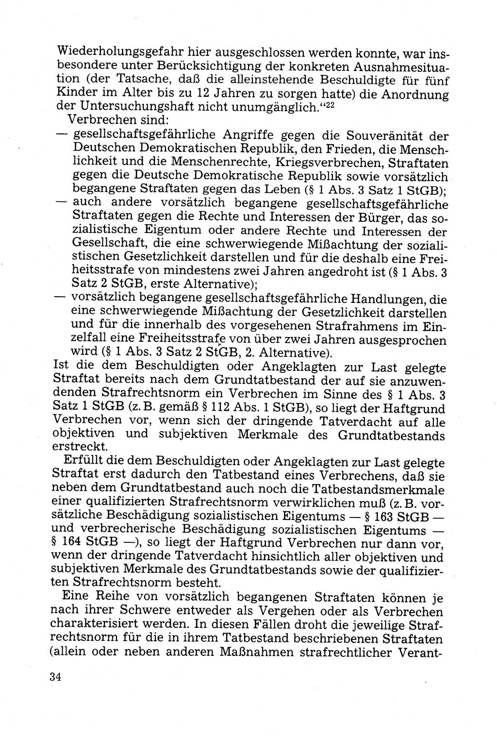 Strafprozessuale und taktisch-methodische Grundfragen der Freiheitsentziehung im Ermittlungsverfahren [Deutsche Demokratische Republik (DDR)] 1982, Seite 34 (Strafproz. Grundfr. EV DDR 1982, S. 34)