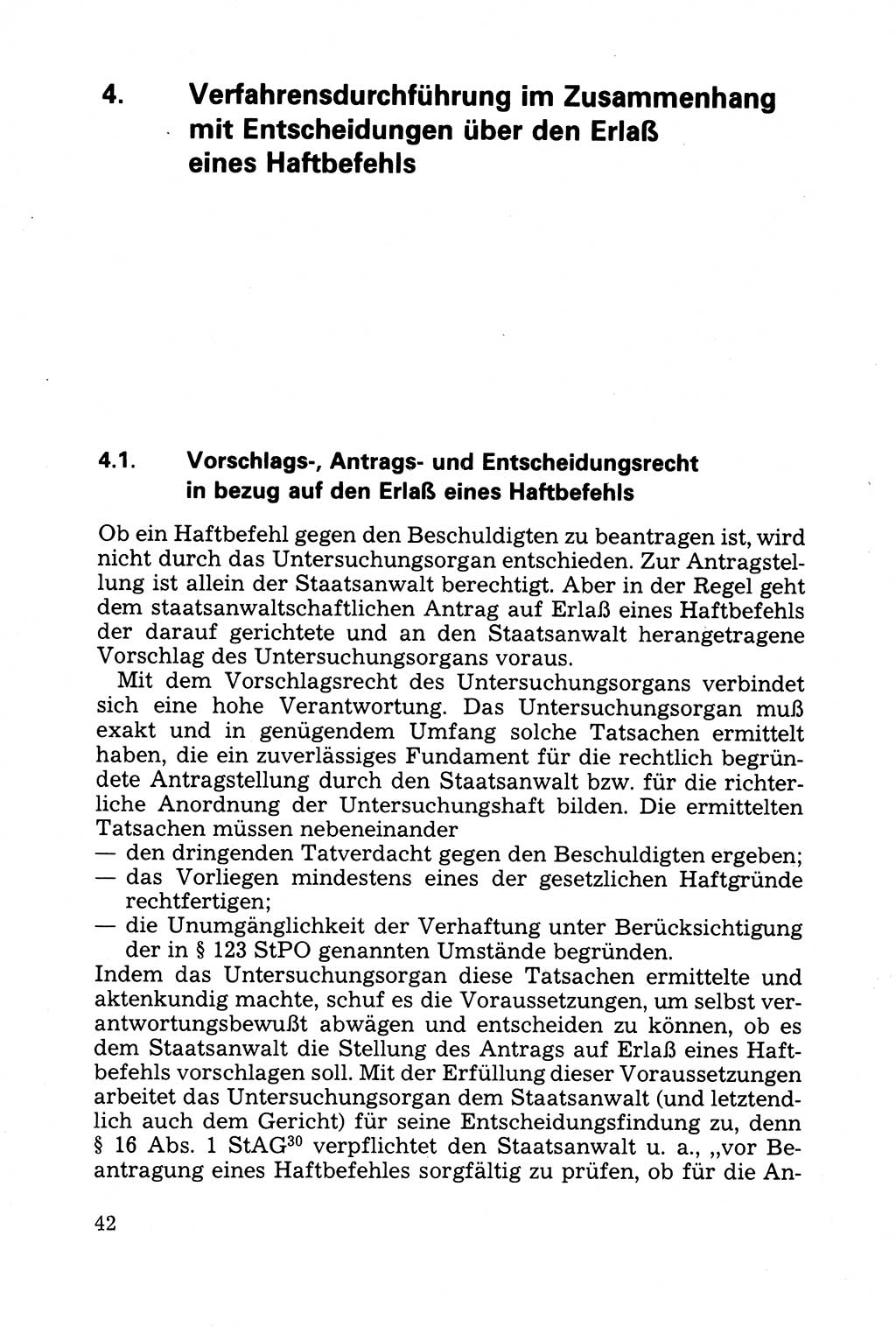 Strafprozessuale und taktisch-methodische Grundfragen der Freiheitsentziehung im Ermittlungsverfahren [Deutsche Demokratische Republik (DDR)] 1982, Seite 42 (Strafproz. Grundfr. EV DDR 1982, S. 42)