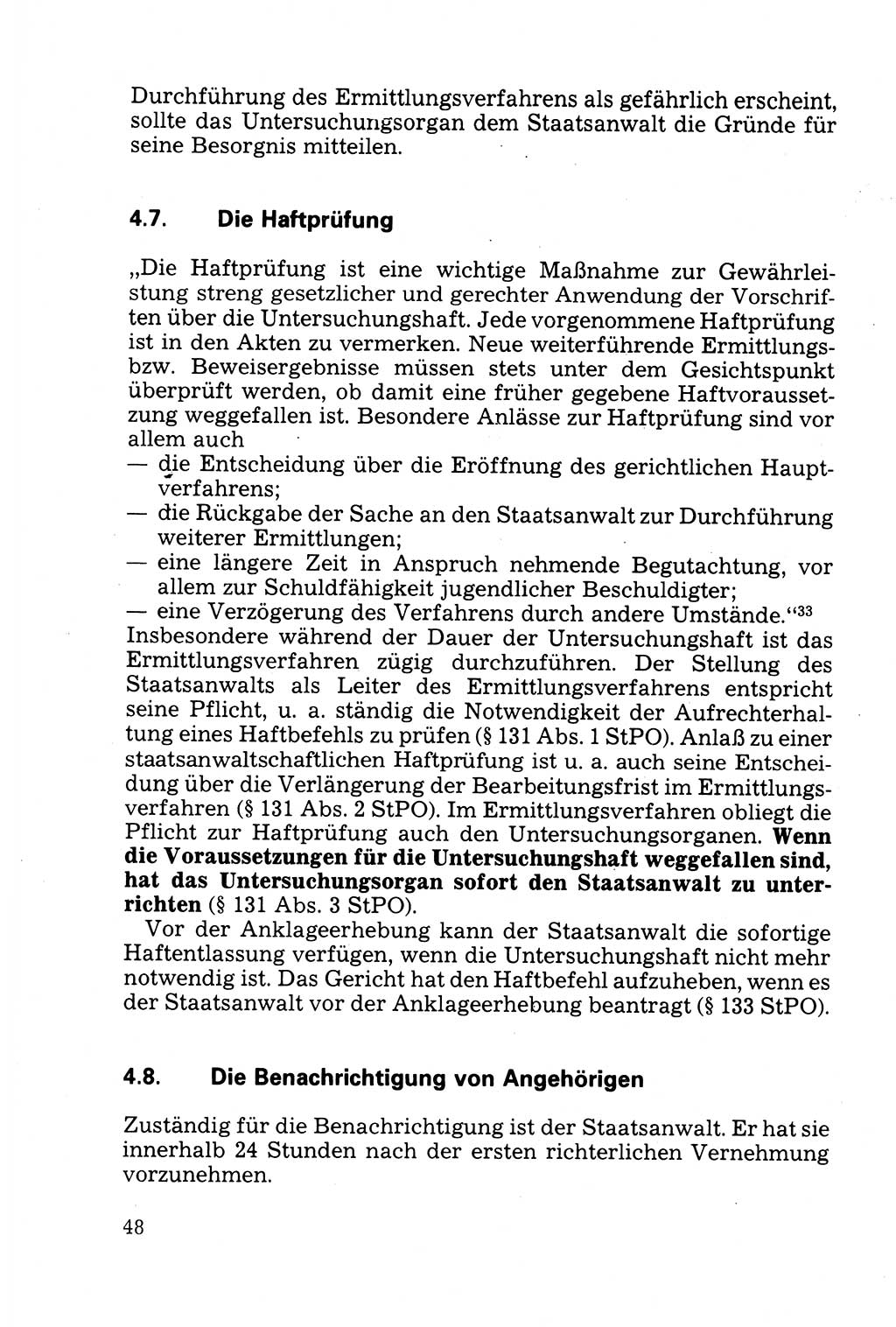 Strafprozessuale und taktisch-methodische Grundfragen der Freiheitsentziehung im Ermittlungsverfahren [Deutsche Demokratische Republik (DDR)] 1982, Seite 48 (Strafproz. Grundfr. EV DDR 1982, S. 48)