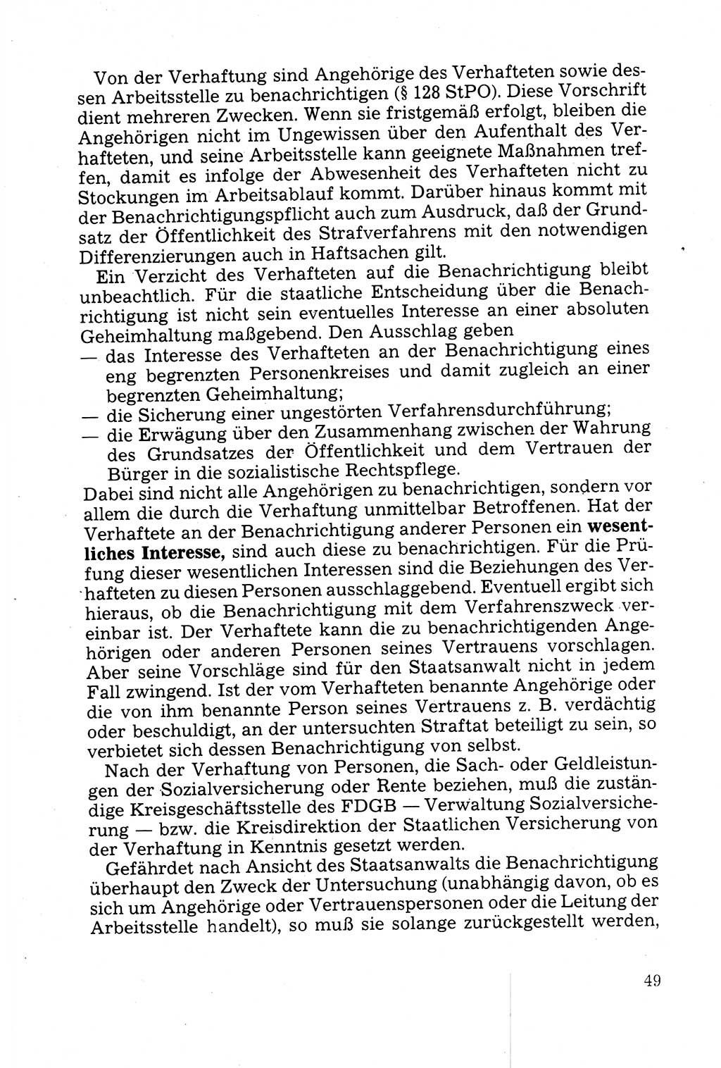 Strafprozessuale und taktisch-methodische Grundfragen der Freiheitsentziehung im Ermittlungsverfahren [Deutsche Demokratische Republik (DDR)] 1982, Seite 49 (Strafproz. Grundfr. EV DDR 1982, S. 49)