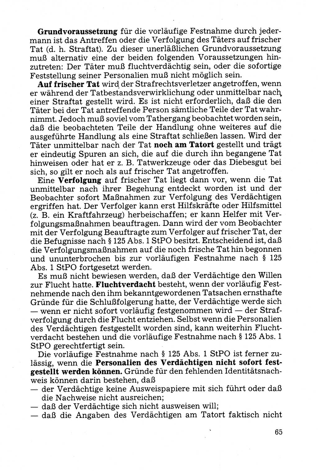 Strafprozessuale und taktisch-methodische Grundfragen der Freiheitsentziehung im Ermittlungsverfahren [Deutsche Demokratische Republik (DDR)] 1982, Seite 65 (Strafproz. Grundfr. EV DDR 1982, S. 65)