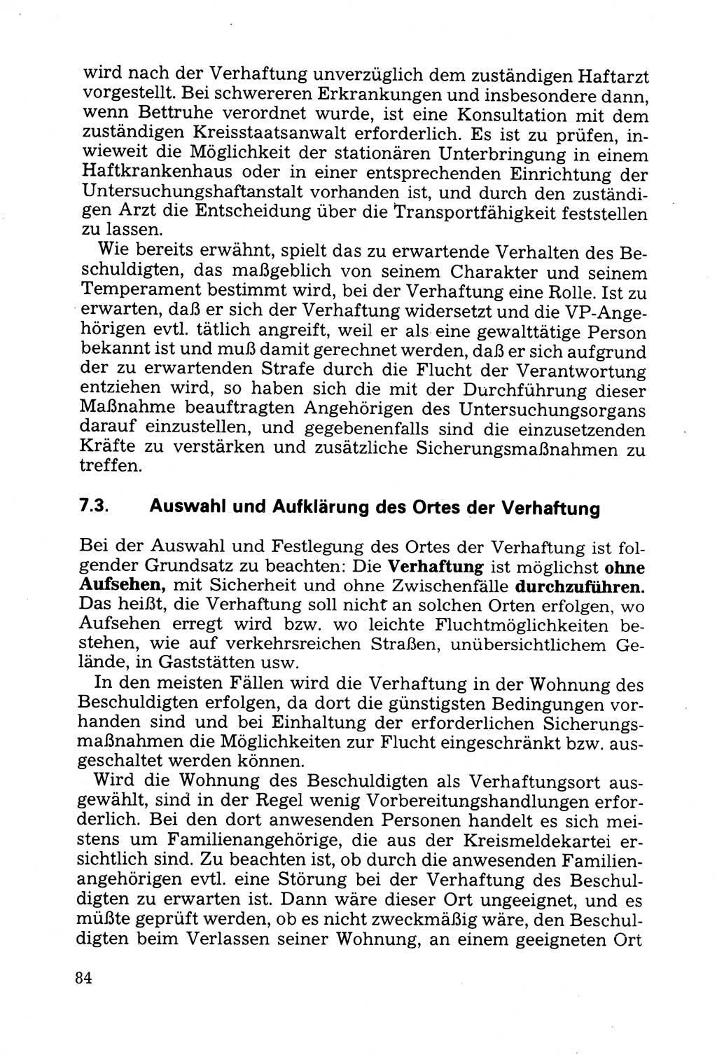 Strafprozessuale und taktisch-methodische Grundfragen der Freiheitsentziehung im Ermittlungsverfahren [Deutsche Demokratische Republik (DDR)] 1982, Seite 84 (Strafproz. Grundfr. EV DDR 1982, S. 84)