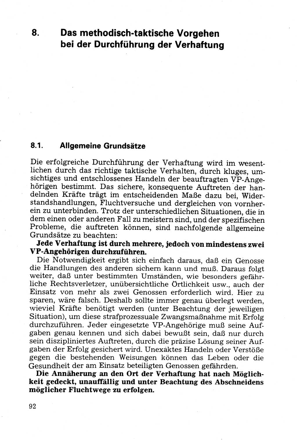 Strafprozessuale und taktisch-methodische Grundfragen der Freiheitsentziehung im Ermittlungsverfahren [Deutsche Demokratische Republik (DDR)] 1982, Seite 92 (Strafproz. Grundfr. EV DDR 1982, S. 92)