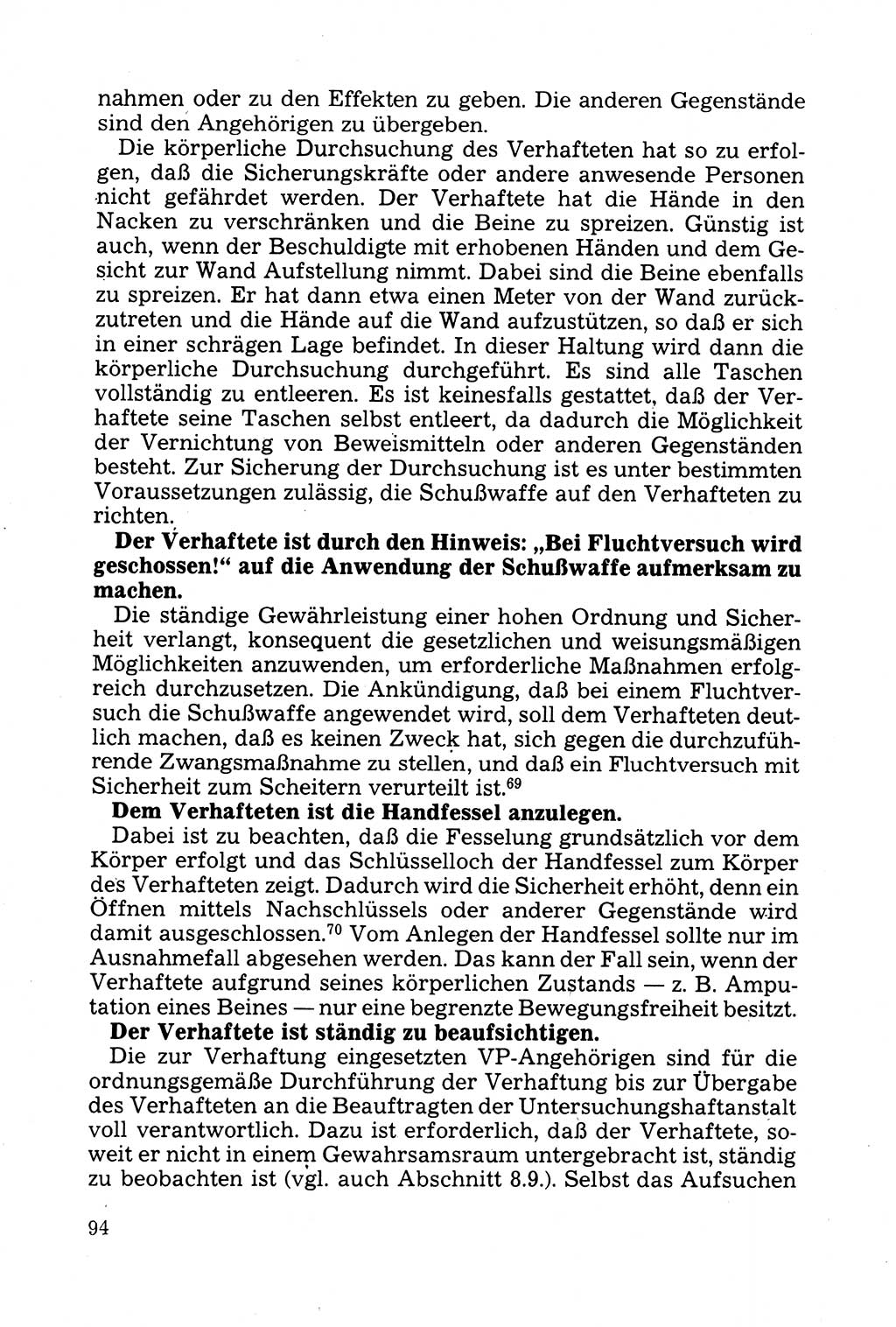 Strafprozessuale und taktisch-methodische Grundfragen der Freiheitsentziehung im Ermittlungsverfahren [Deutsche Demokratische Republik (DDR)] 1982, Seite 94 (Strafproz. Grundfr. EV DDR 1982, S. 94)