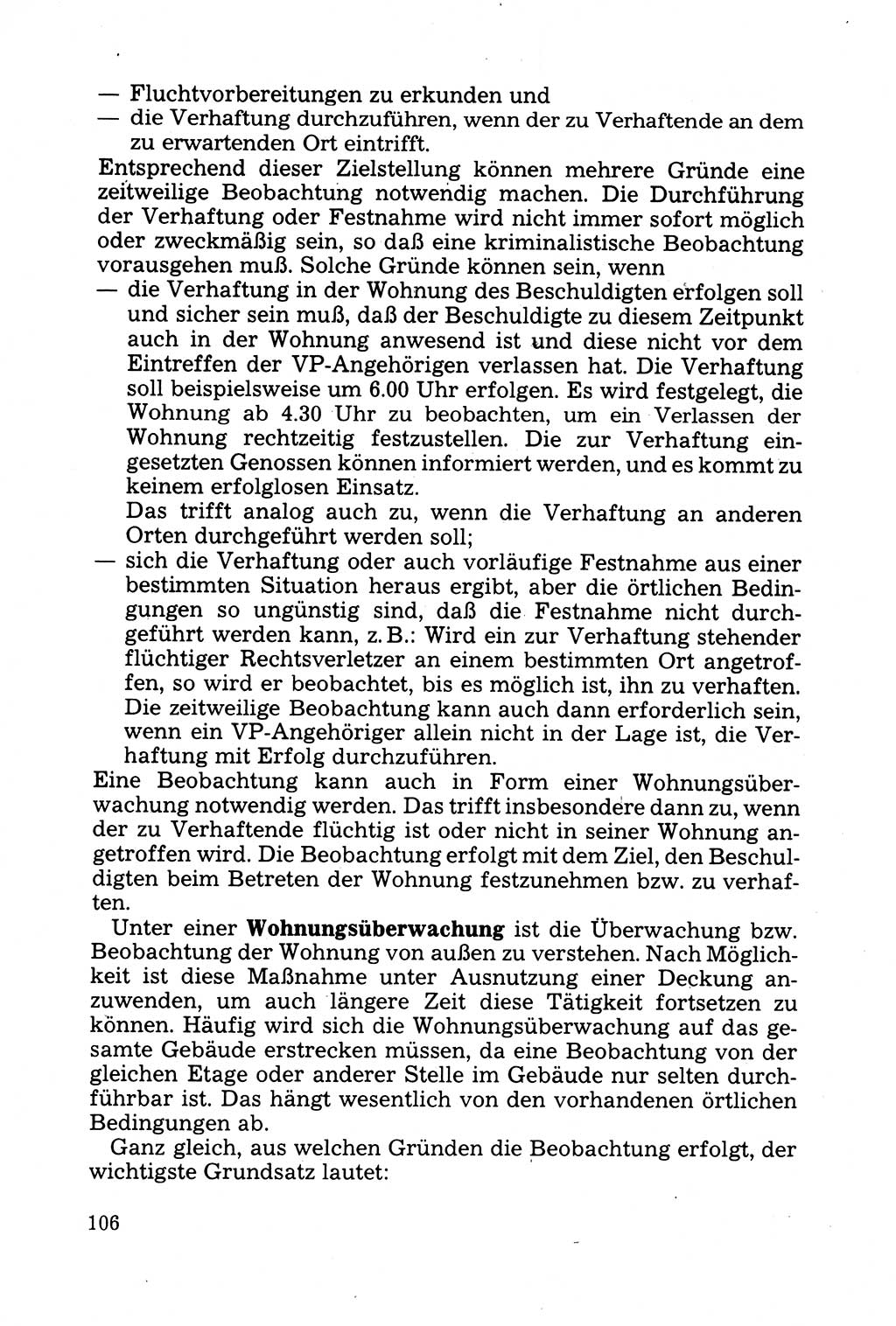 Strafprozessuale und taktisch-methodische Grundfragen der Freiheitsentziehung im Ermittlungsverfahren [Deutsche Demokratische Republik (DDR)] 1982, Seite 106 (Strafproz. Grundfr. EV DDR 1982, S. 106)