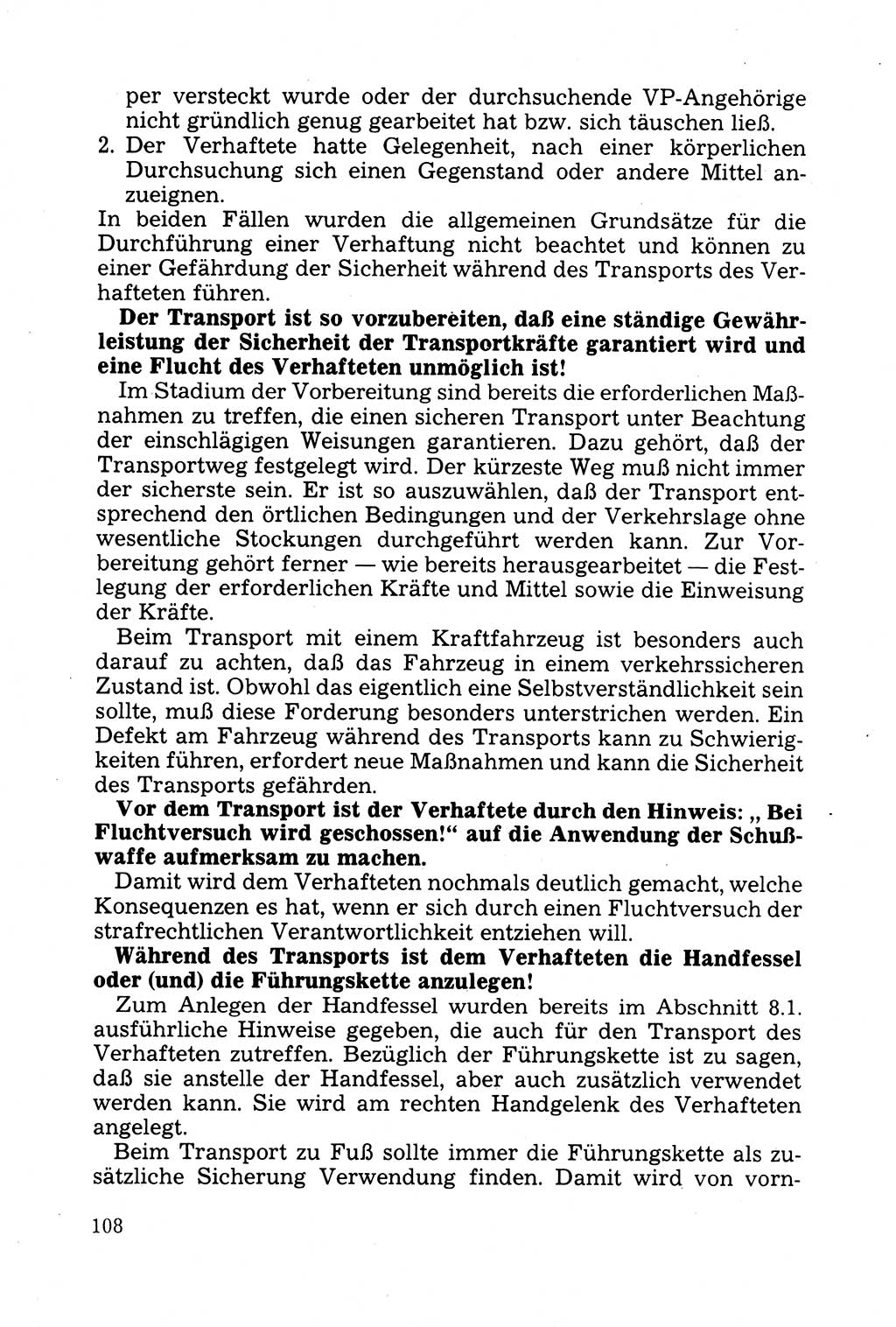 Strafprozessuale und taktisch-methodische Grundfragen der Freiheitsentziehung im Ermittlungsverfahren [Deutsche Demokratische Republik (DDR)] 1982, Seite 108 (Strafproz. Grundfr. EV DDR 1982, S. 108)